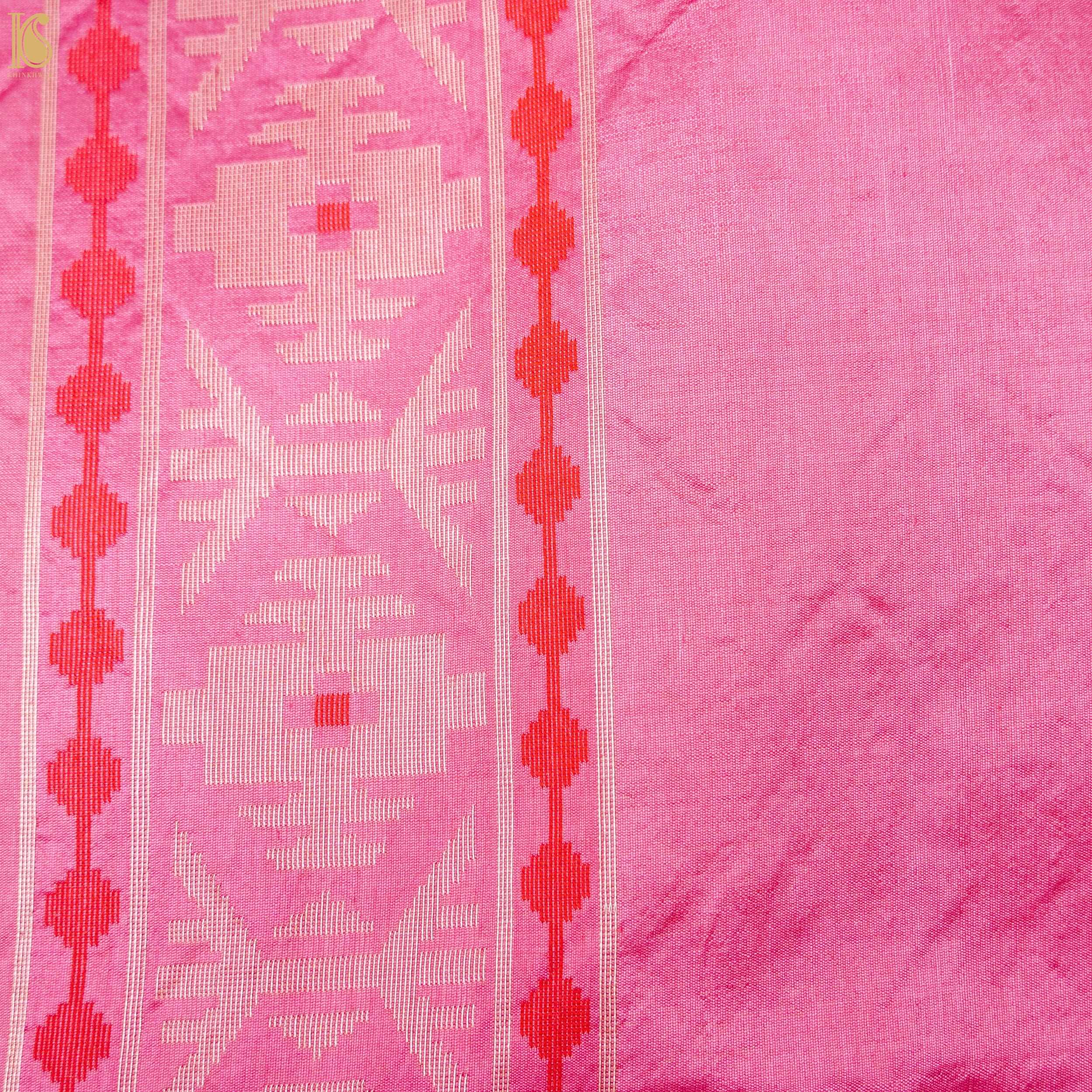 Pink Pure Kora by Dupion Silk Handloom Banarasi Saree - Khinkhwab
