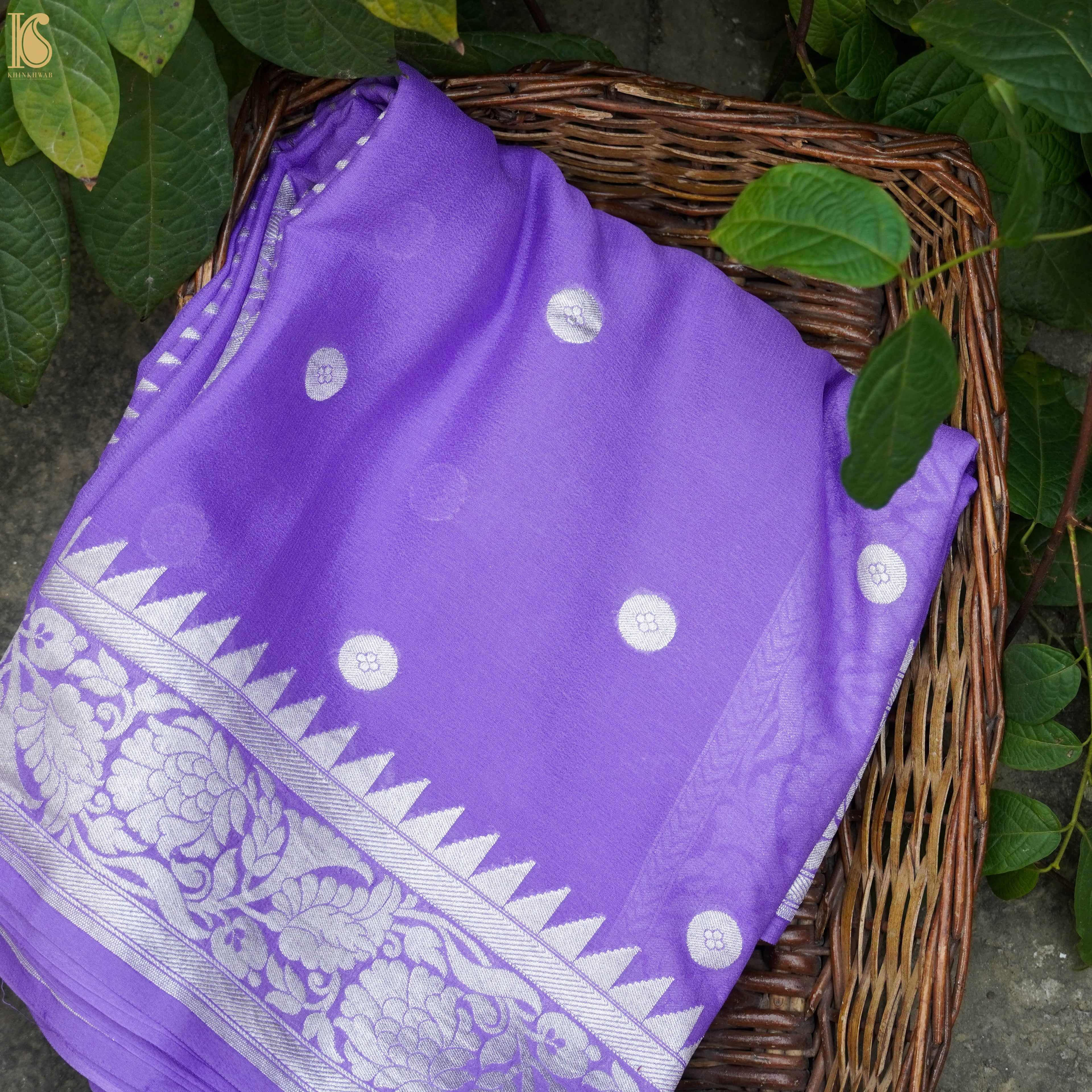 Pure Georgette Handloom Banarasi Ashrafi Boota Saree - Colors - Khinkhwab