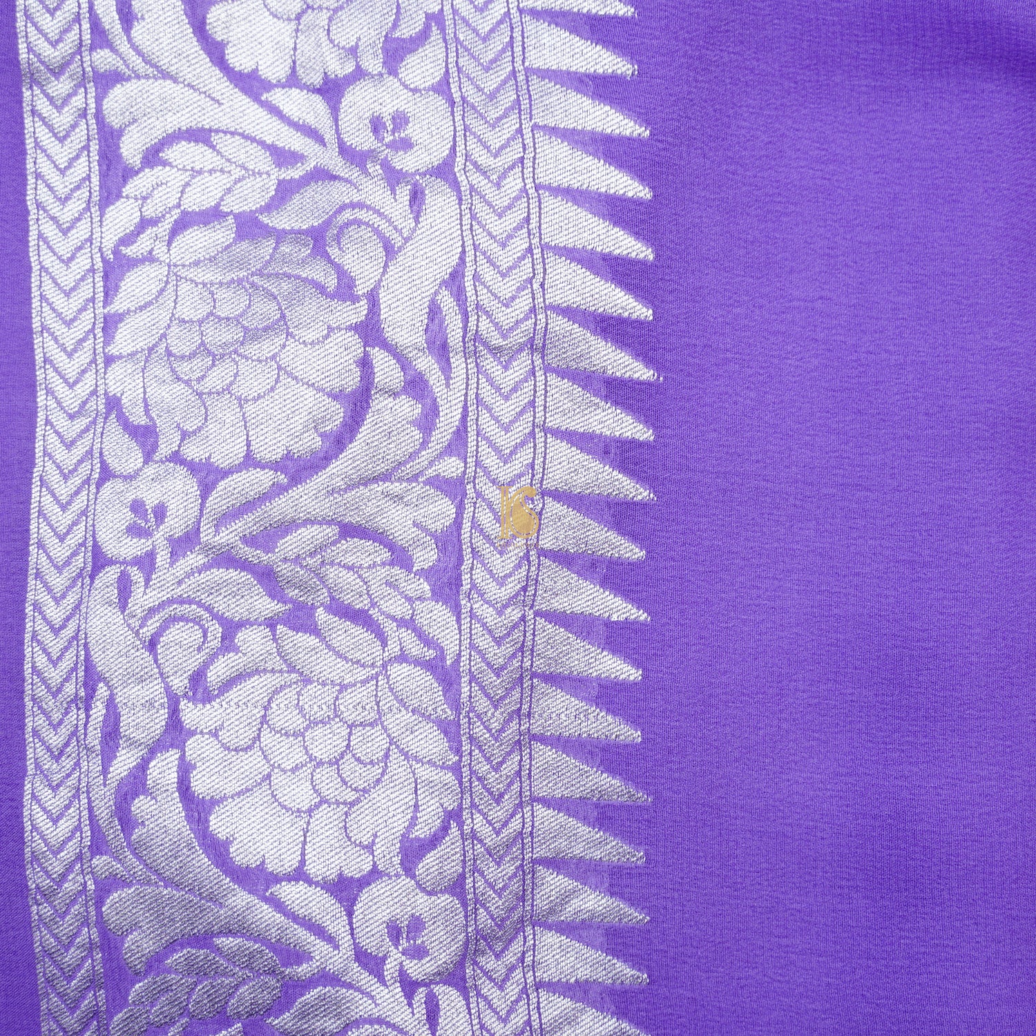 Purple Pure Georgette Handloom Banarasi Ashrafi Boota Saree - Khinkhwab