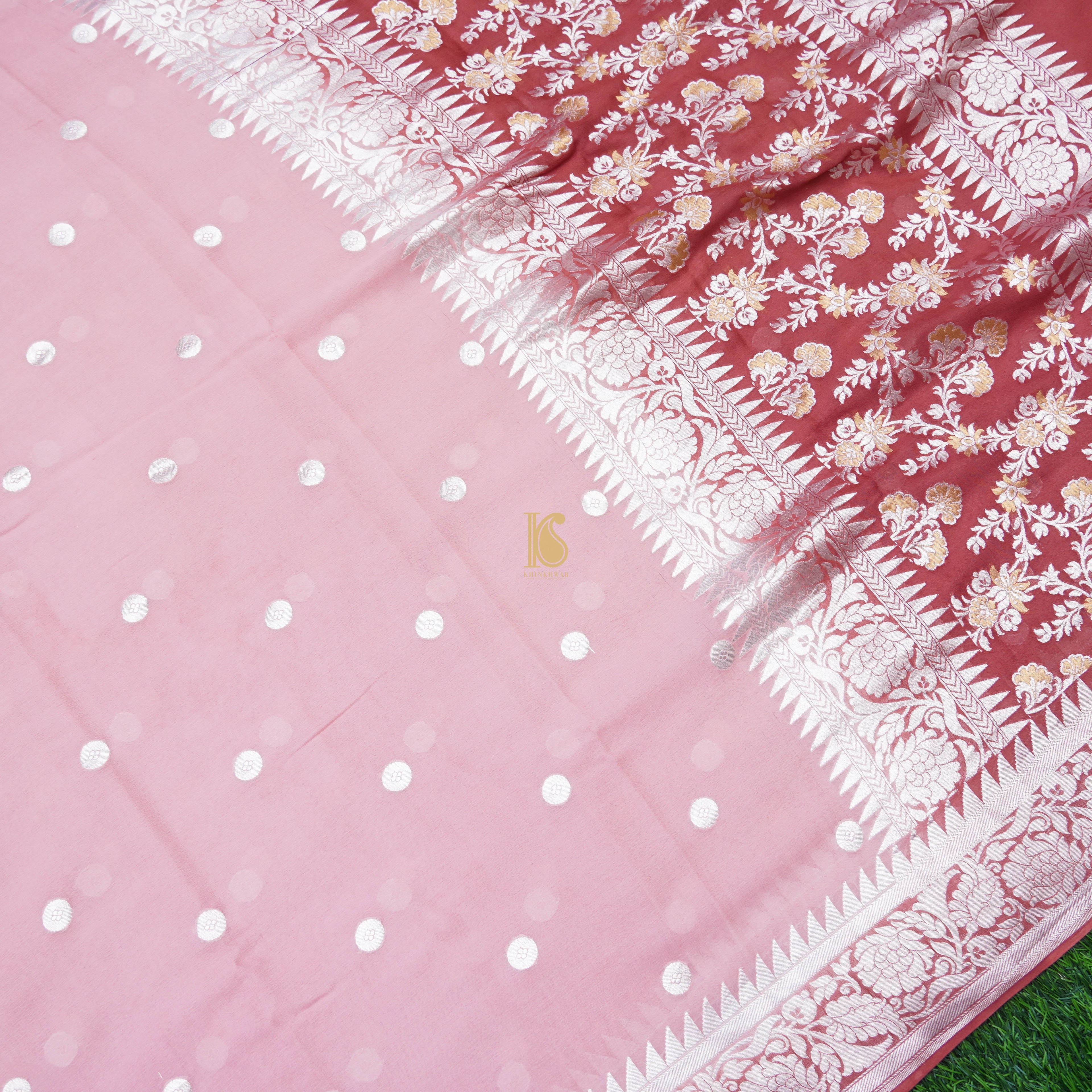 Pure Georgette Handloom Banarasi Ashrafi Boota Saree - Colors - Khinkhwab