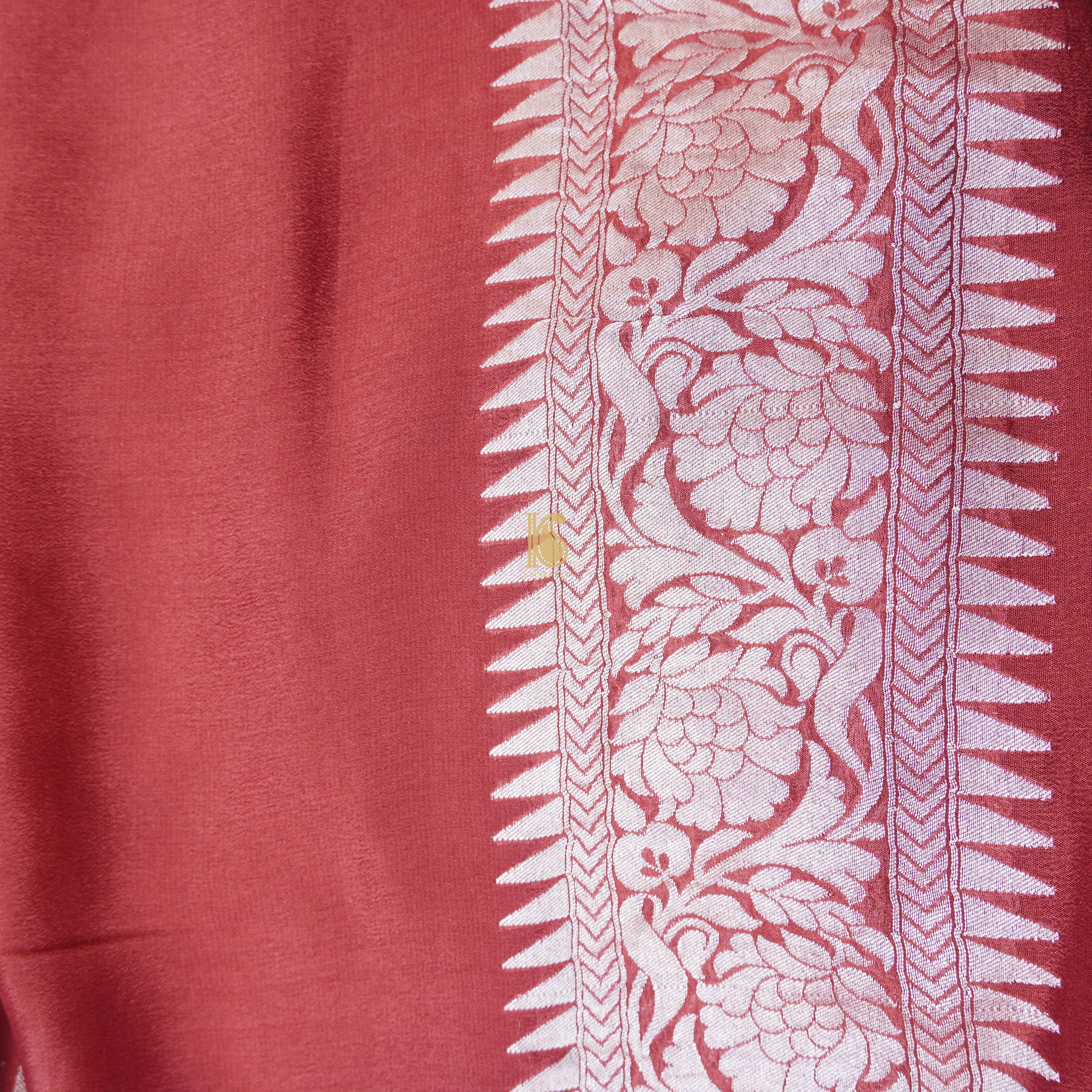 Pink Pure Georgette Handloom Banarasi Ashrafi Boota Saree - Khinkhwab