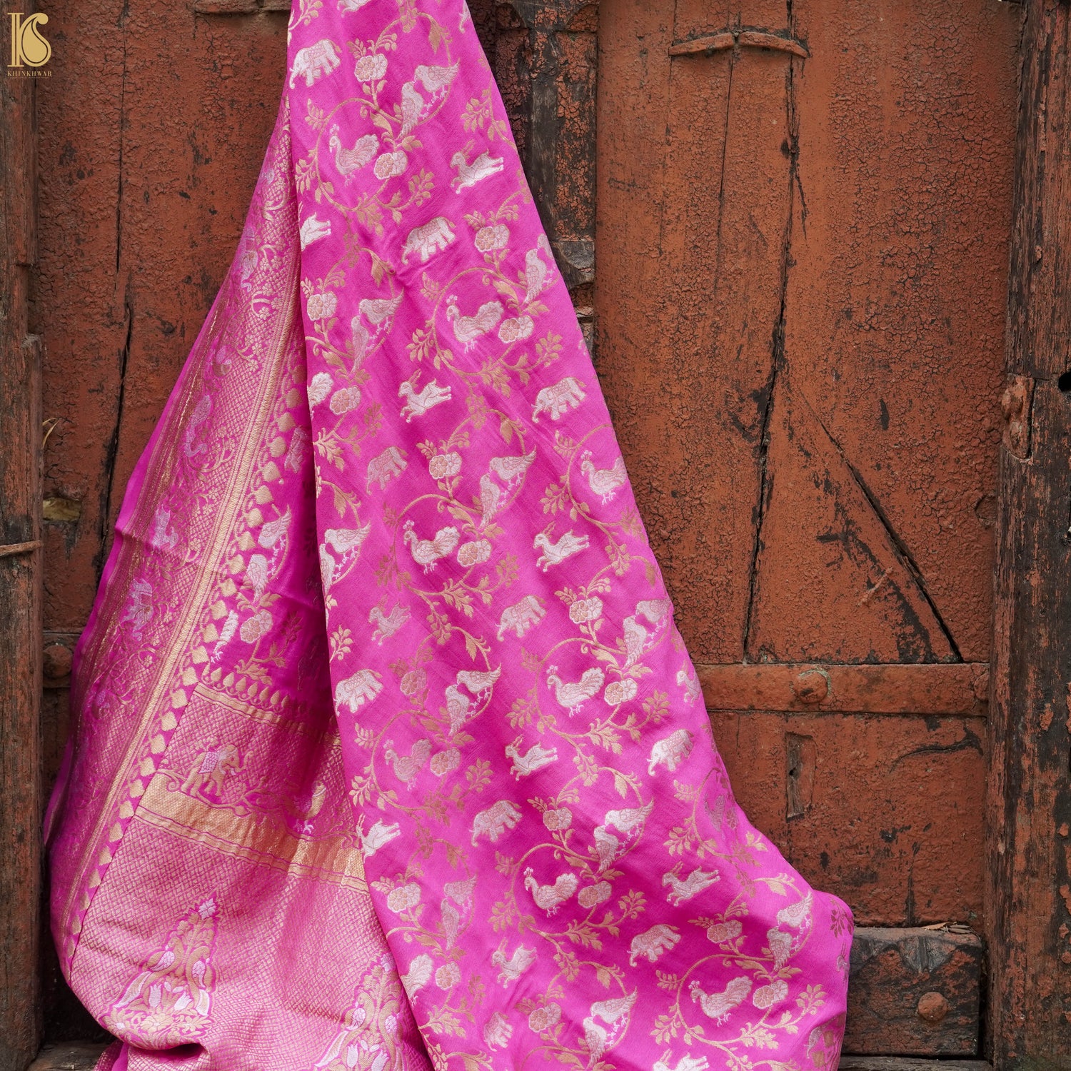 Pure Georgette Shikargah Handwoven Banarasi Dupatta - Khinkhwab