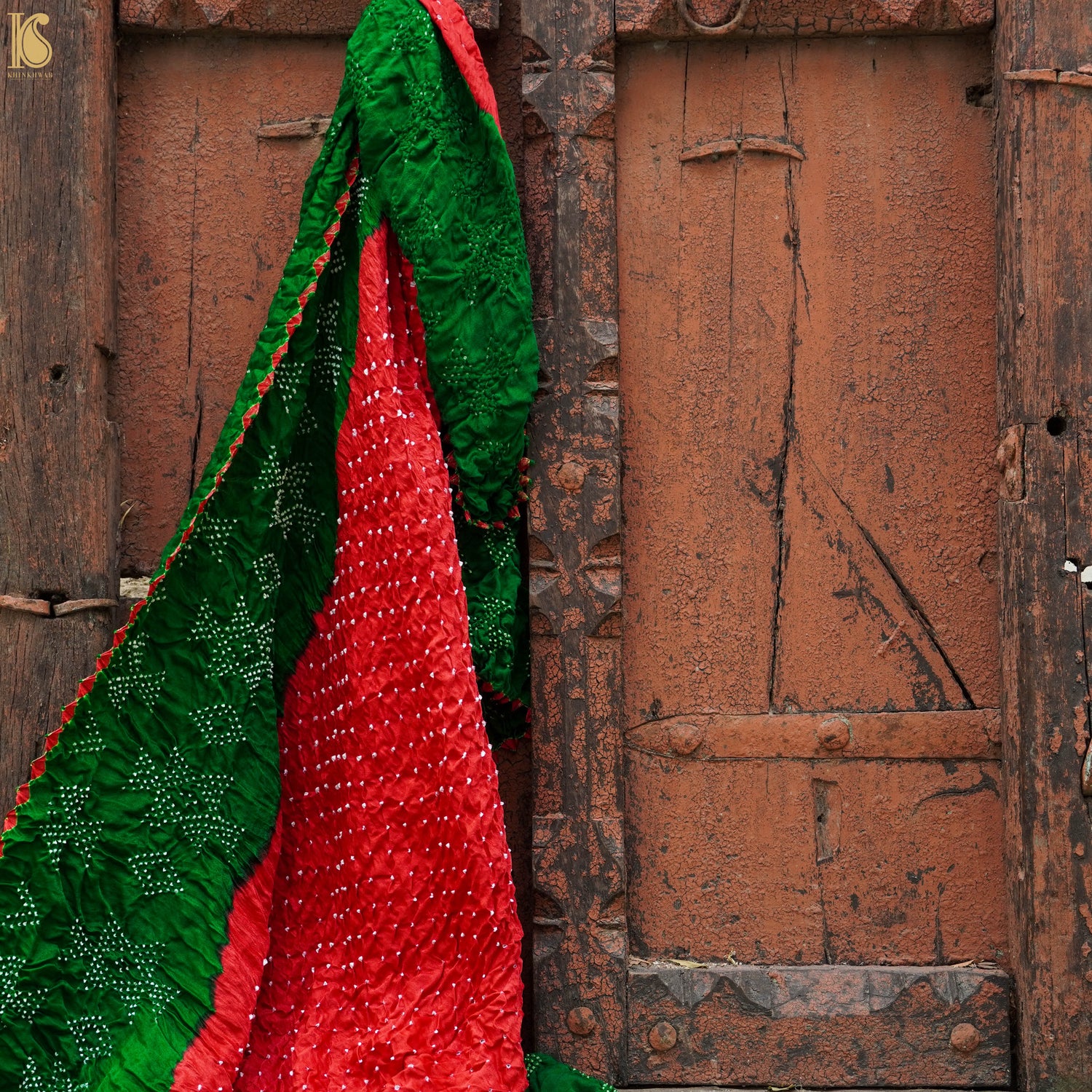 Pure Gajji Silk Handwoven Bandhani Blouse Fabric - Khinkhwab