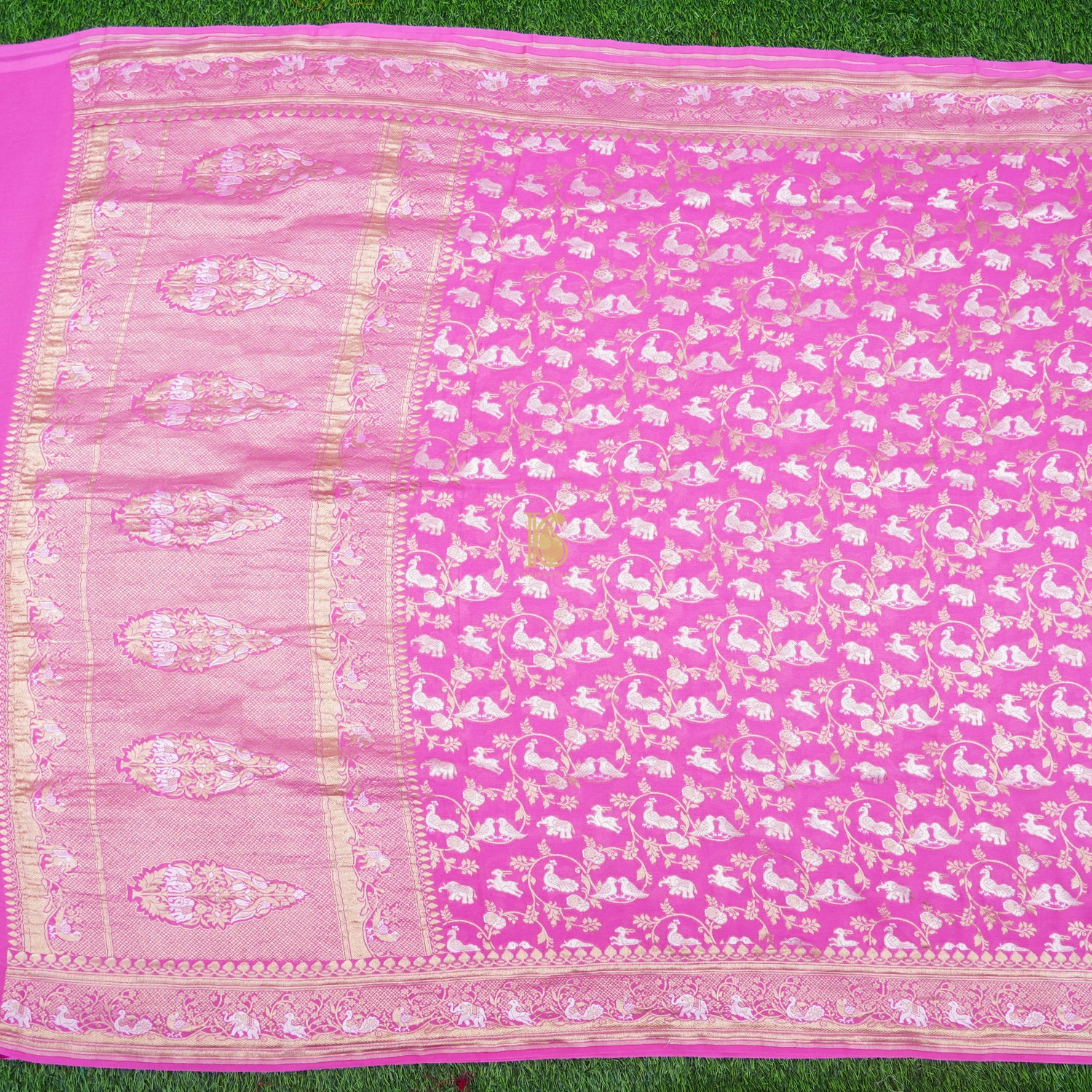 Pure Georgette Shikargah Handwoven Banarasi Dupatta - Khinkhwab