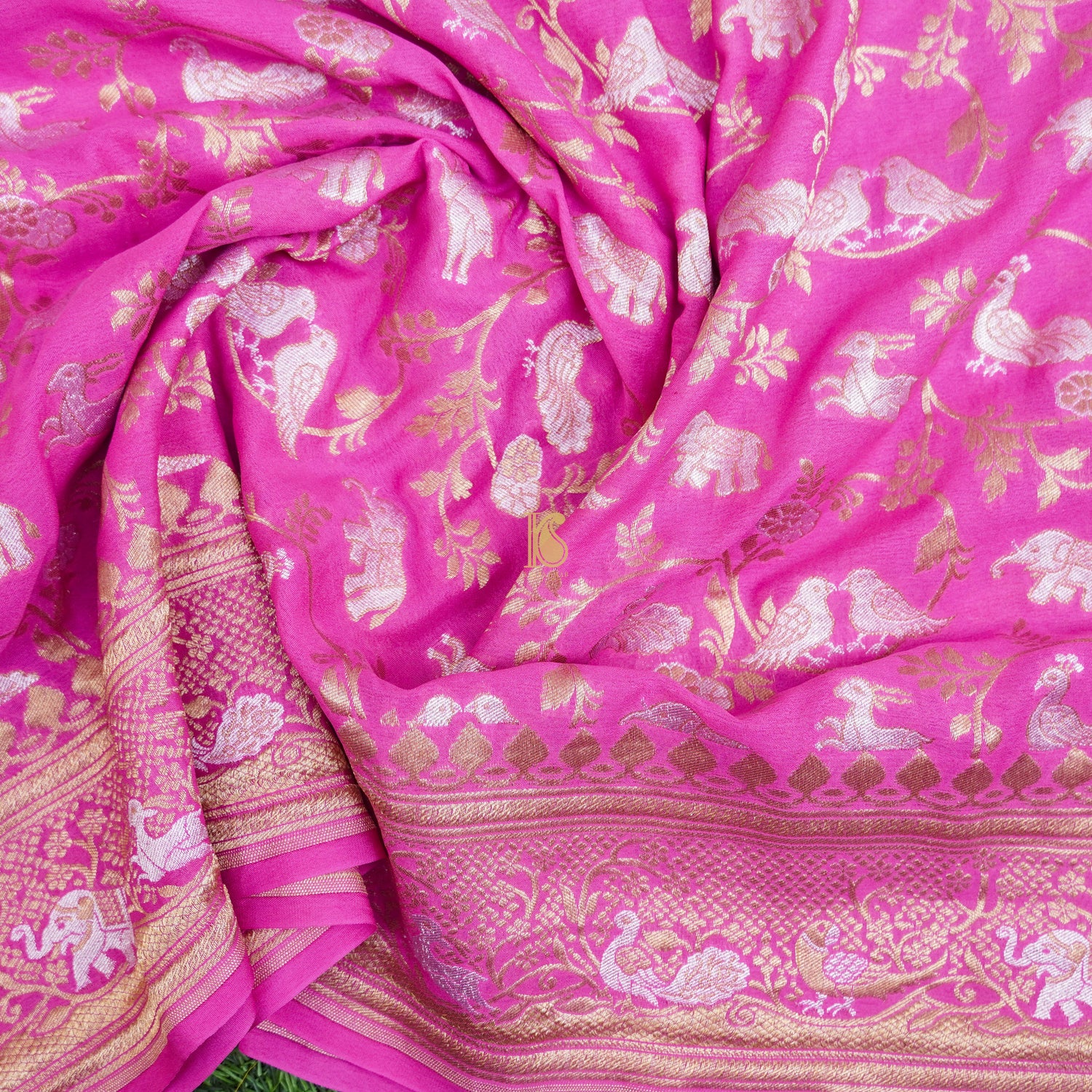 Pure Georgette Shikargah Handwoven Banarasi Dupatta - Khinkhwab
