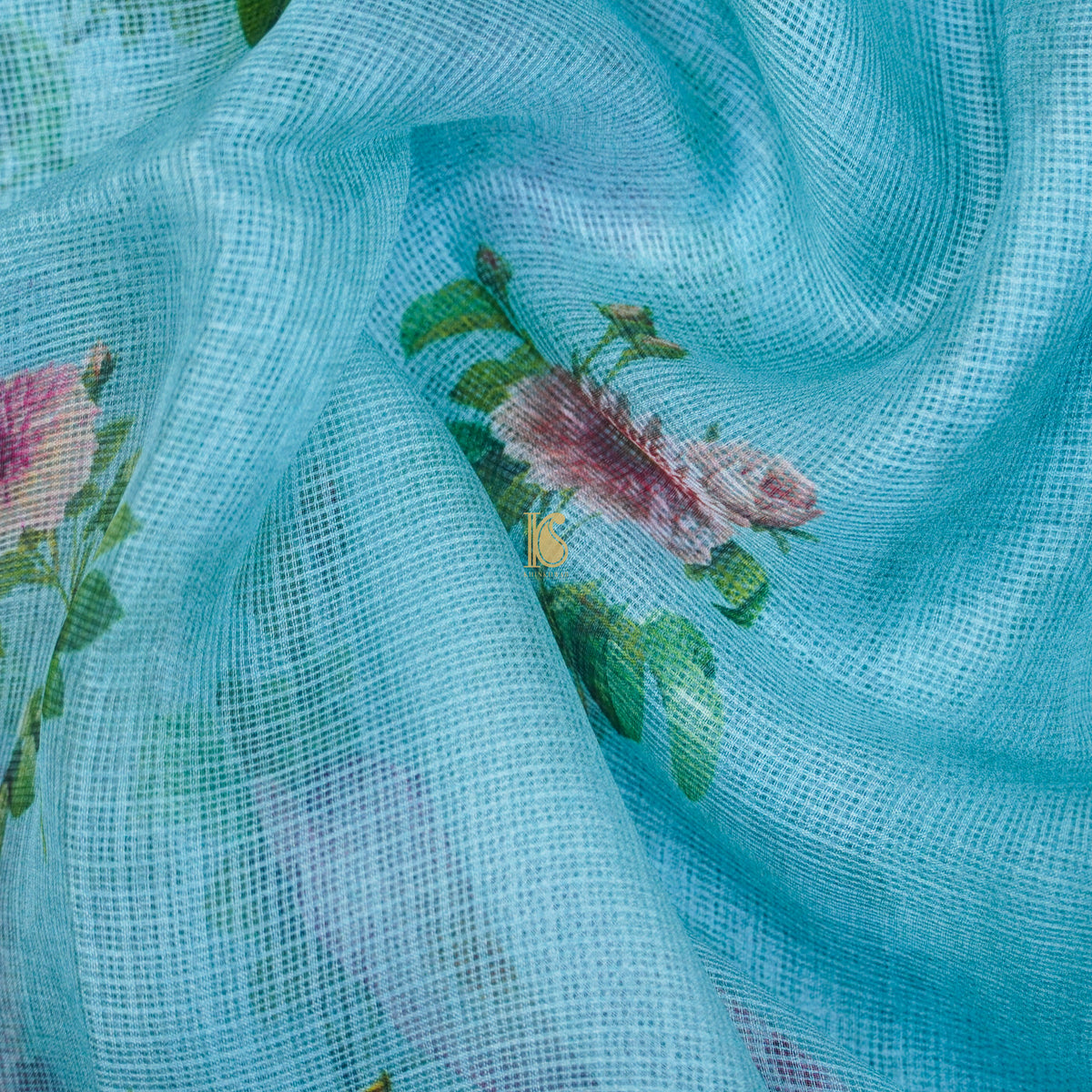 Tints of Anakiwa Handloom Kota Silk Floral Print Saree - Khinkhwab