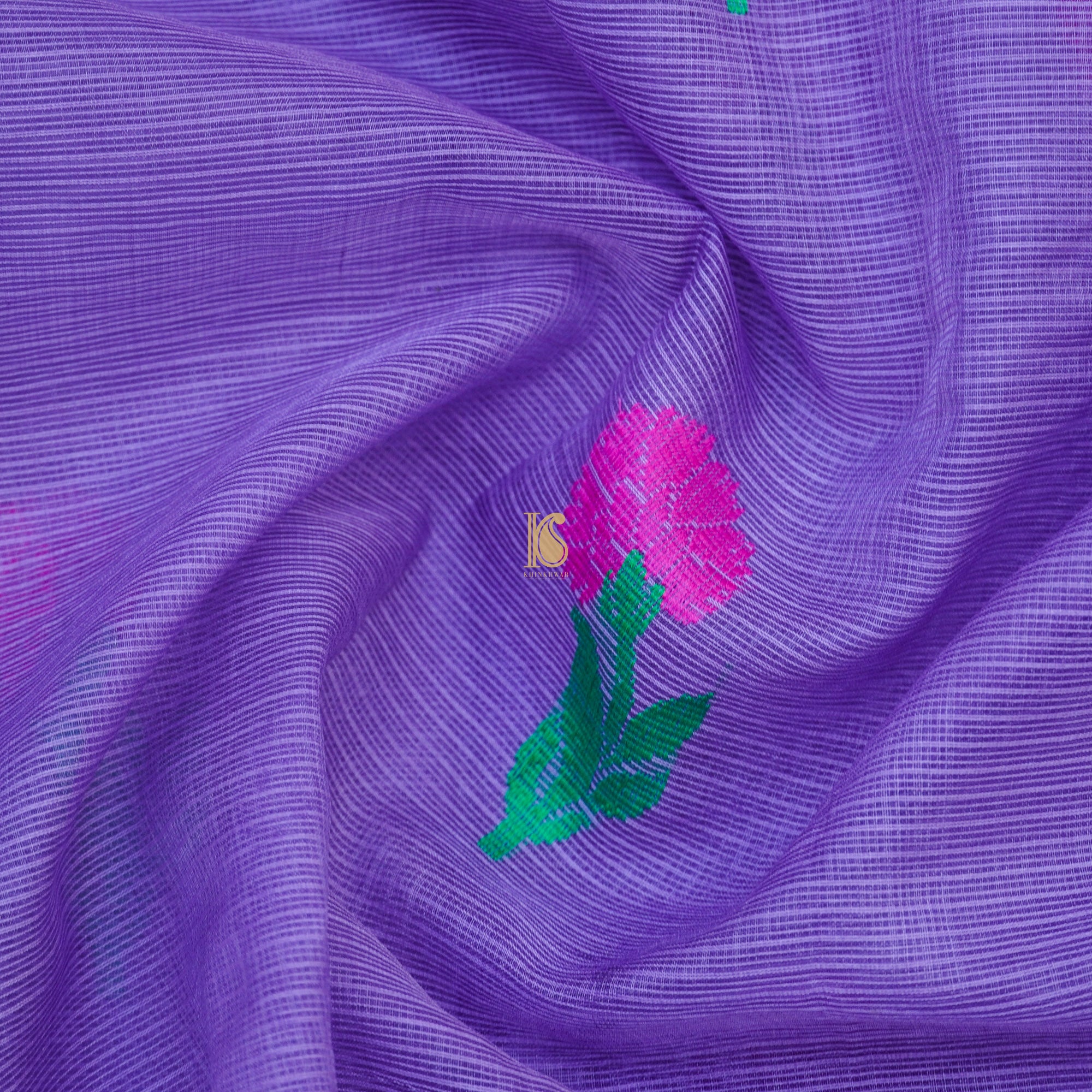 Handwoven Medium Purple Kota Silk Saree - Khinkhwab