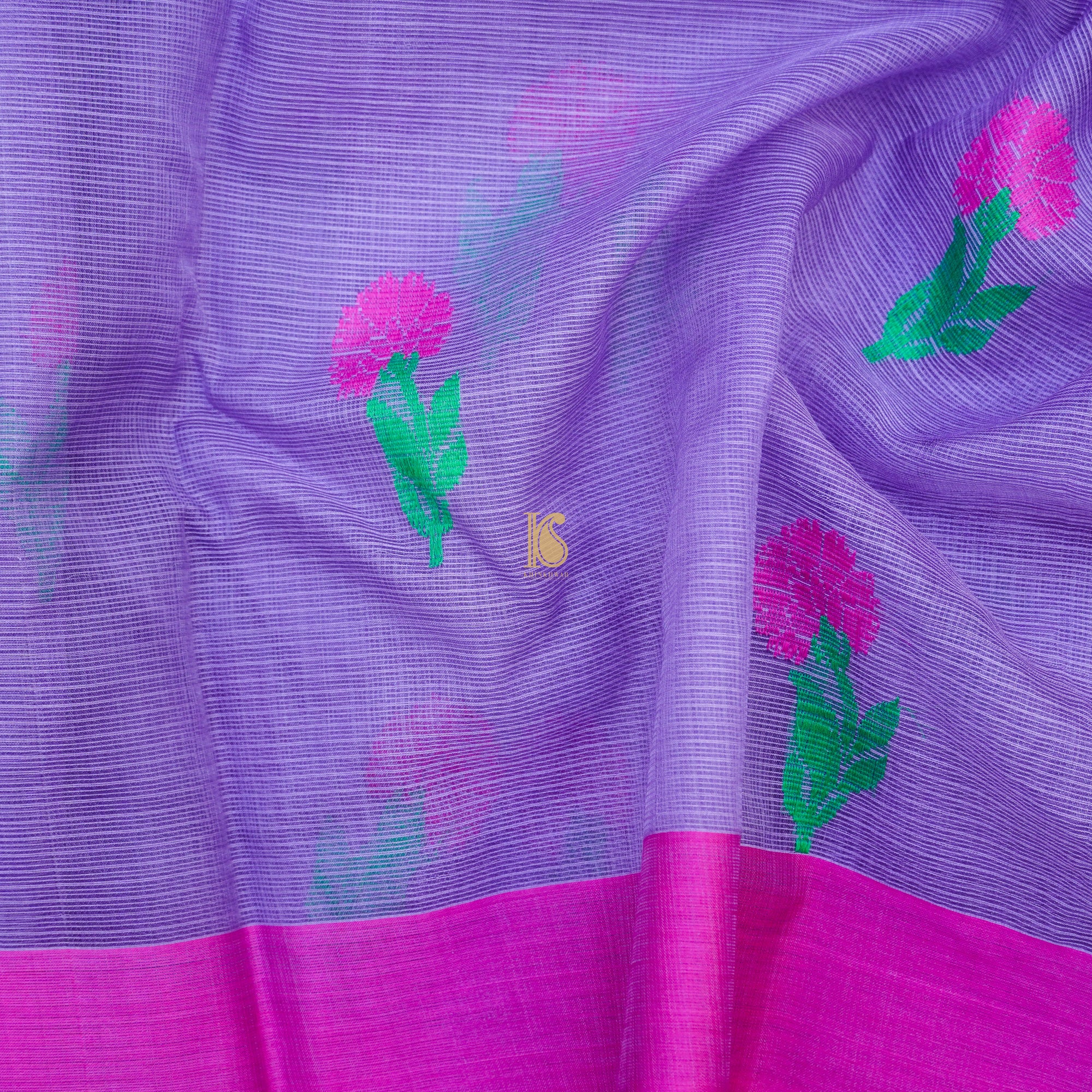 Handwoven Medium Purple Kota Silk Saree - Khinkhwab