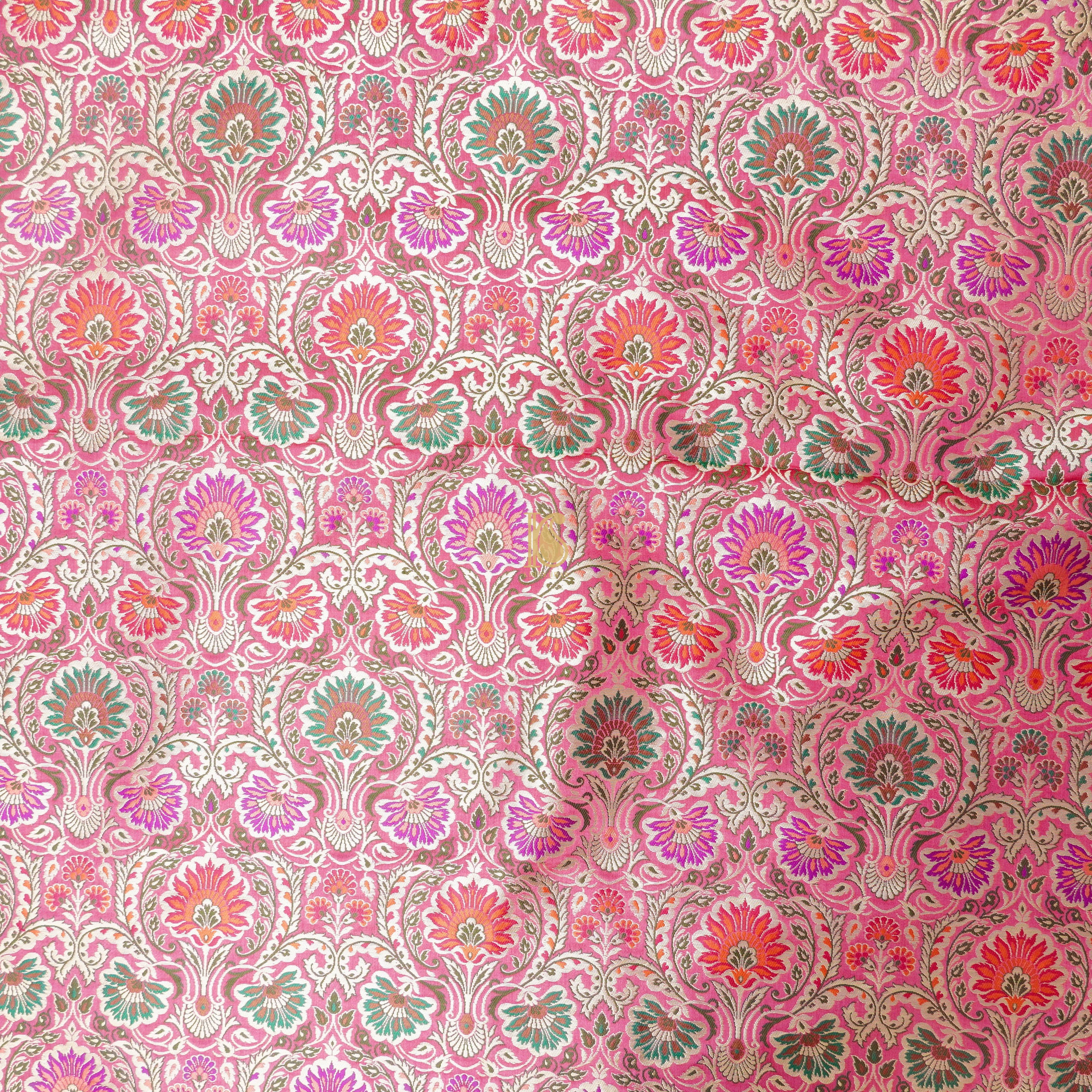 Pink Kinkhab / Kimkhab Brocade Banarasi Fabric - Khinkhwab