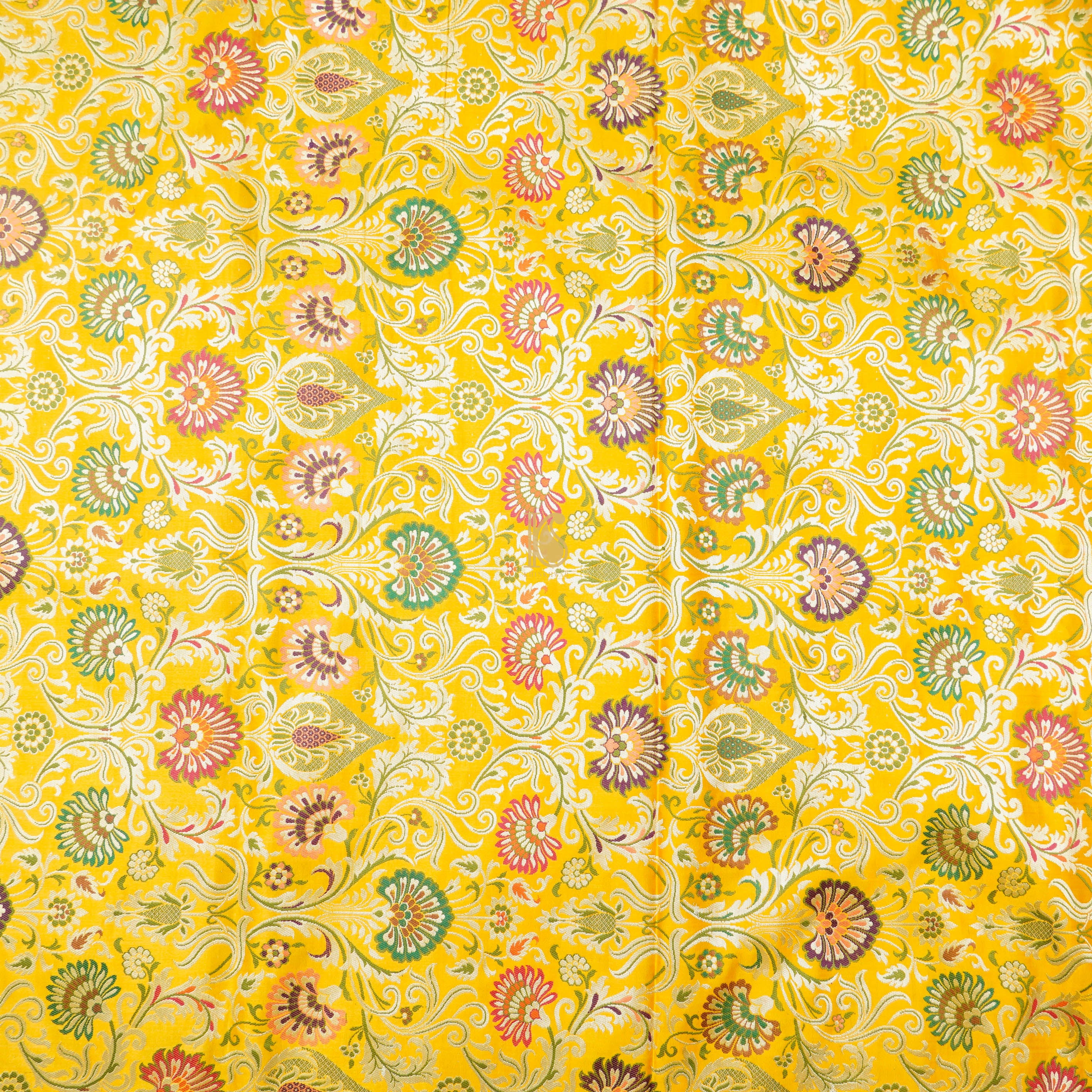 Yellow Kinkhab / Kimkhab Brocade Banarasi Fabric - Khinkhwab