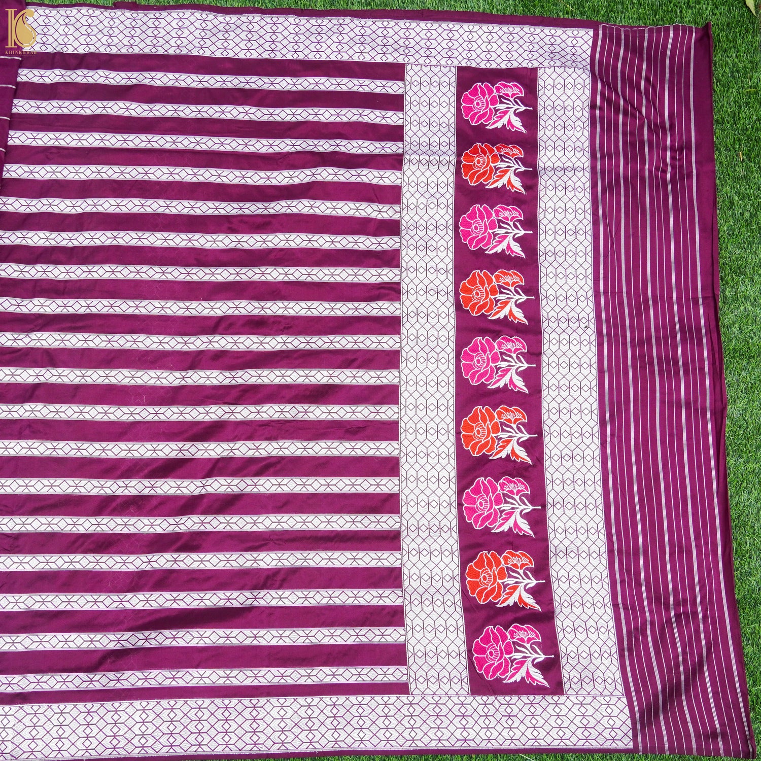 Pompadour Pure Katan Silk Handwoven Banarasi Kadwa Saree - Khinkhwab