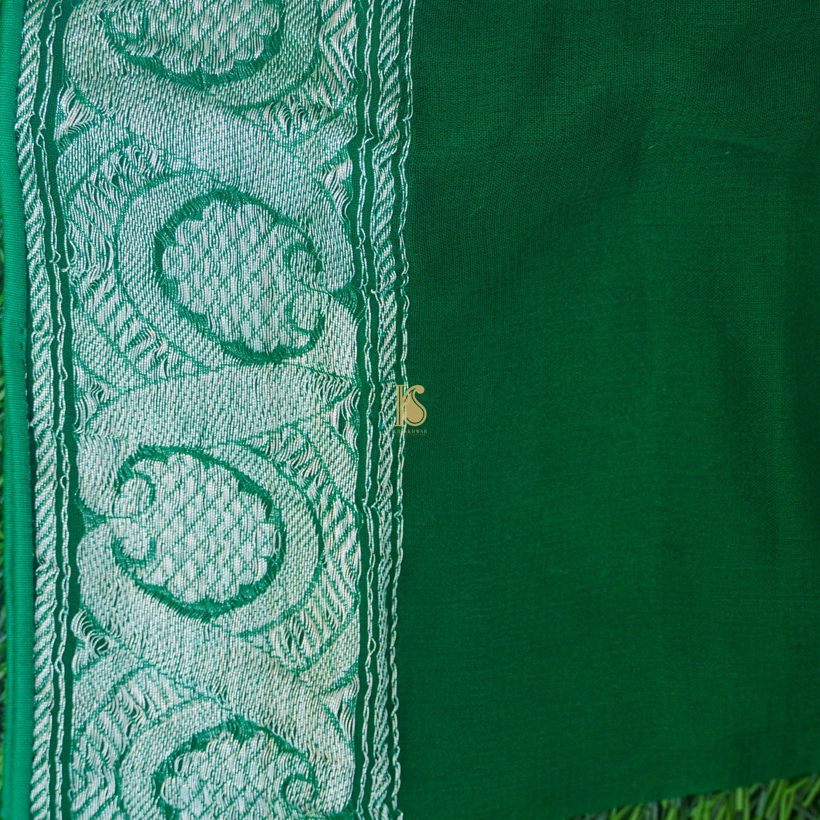 Yellow & Green Pure Georgette Handloom Banarasi Saree - Khinkhwab