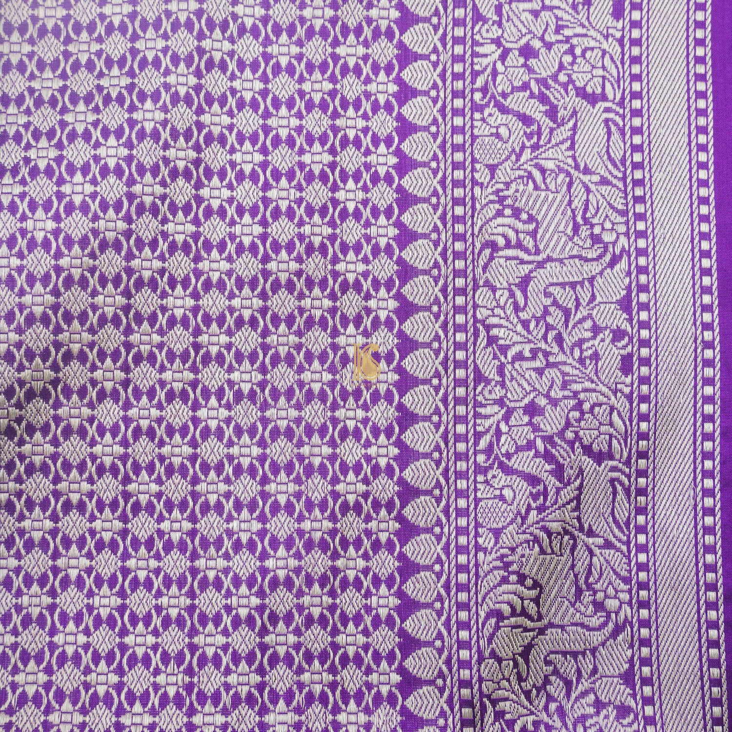Handloom Katan Silk Purple Banarasi Shikargah Saree - Khinkhwab