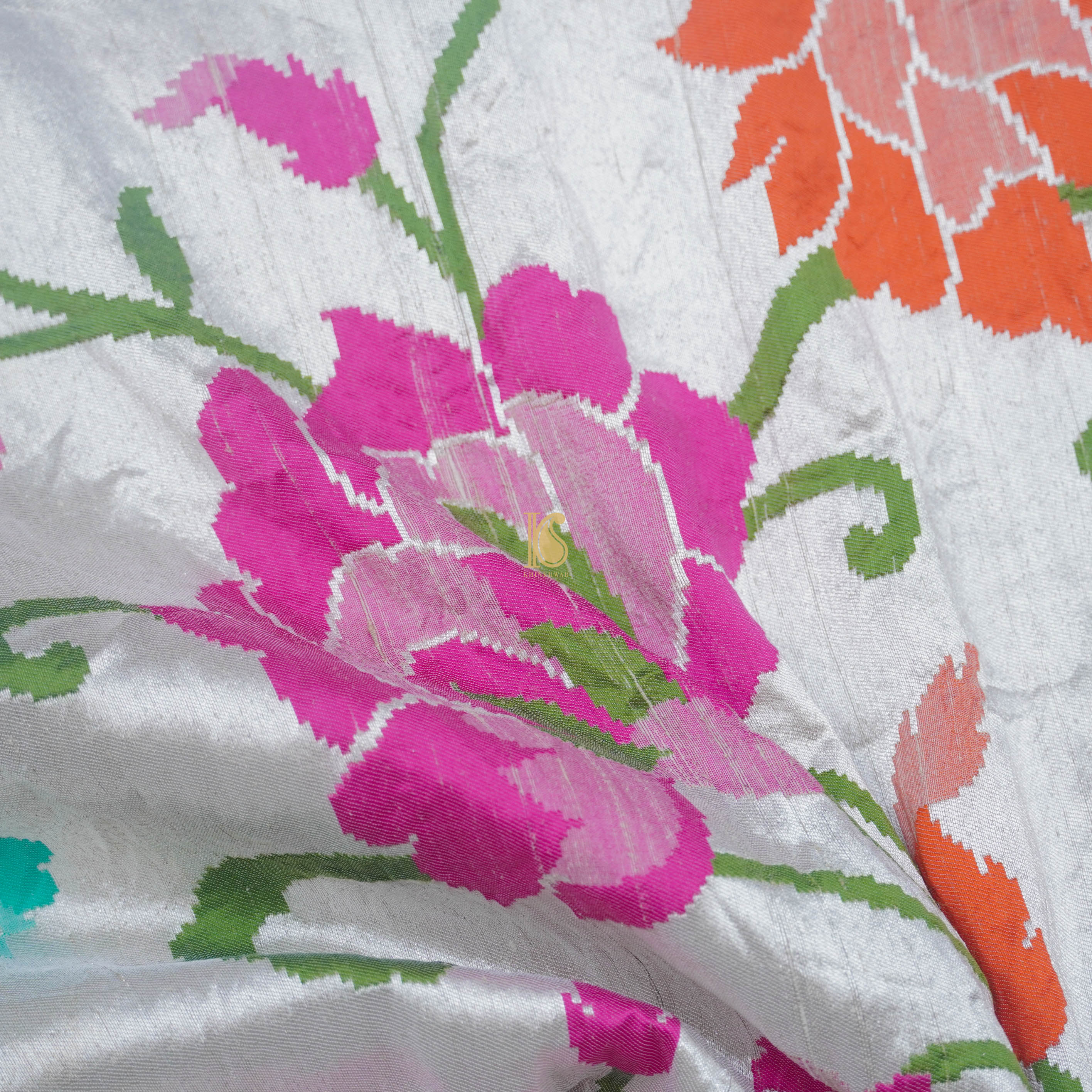 Beige Pure Tussar Silk Banarasi Silver Zari Saree - Preorder - Khinkhwab