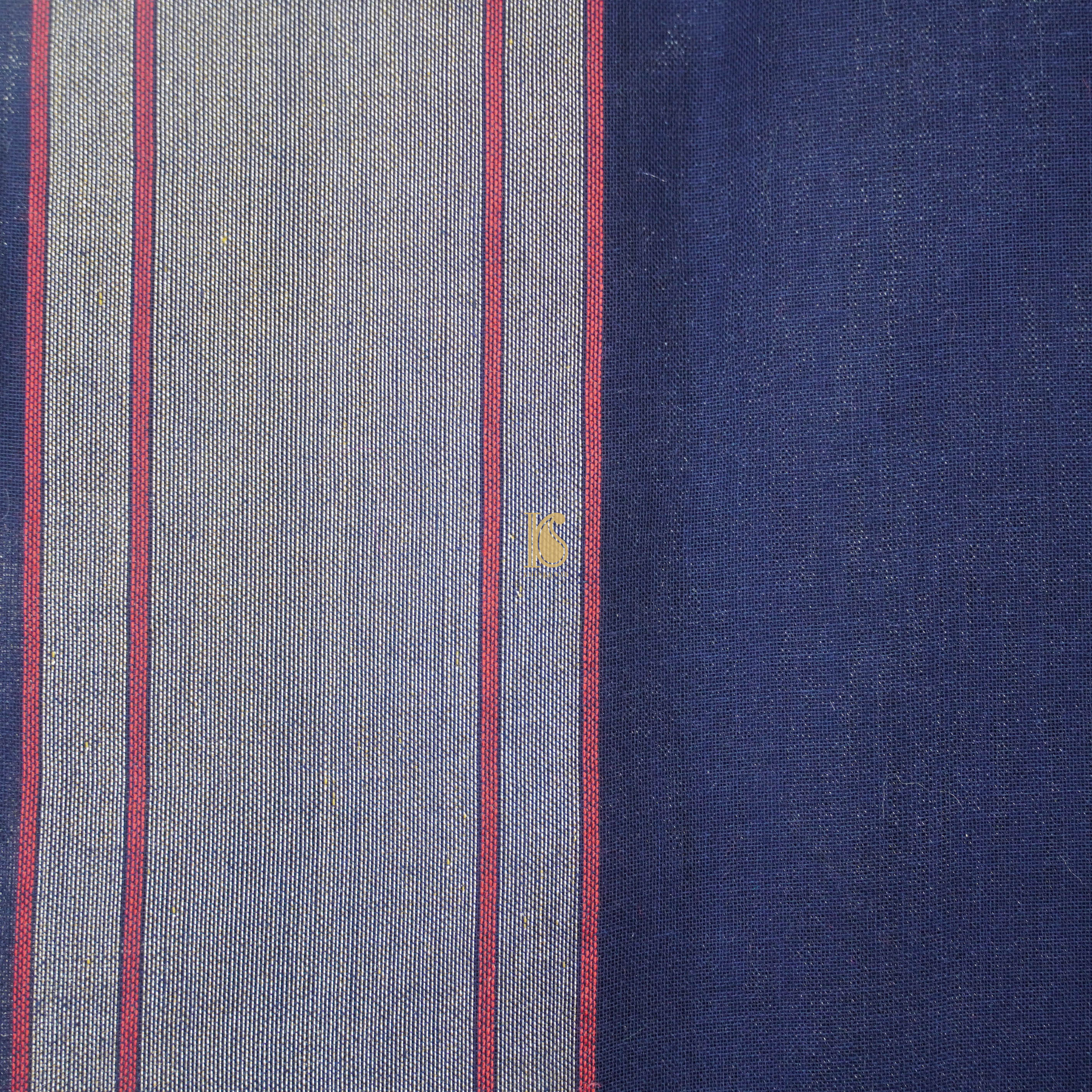 Pure Cotton Real Silver Zari Handloom Neelambari Banarasi Saree - Khinkhwab