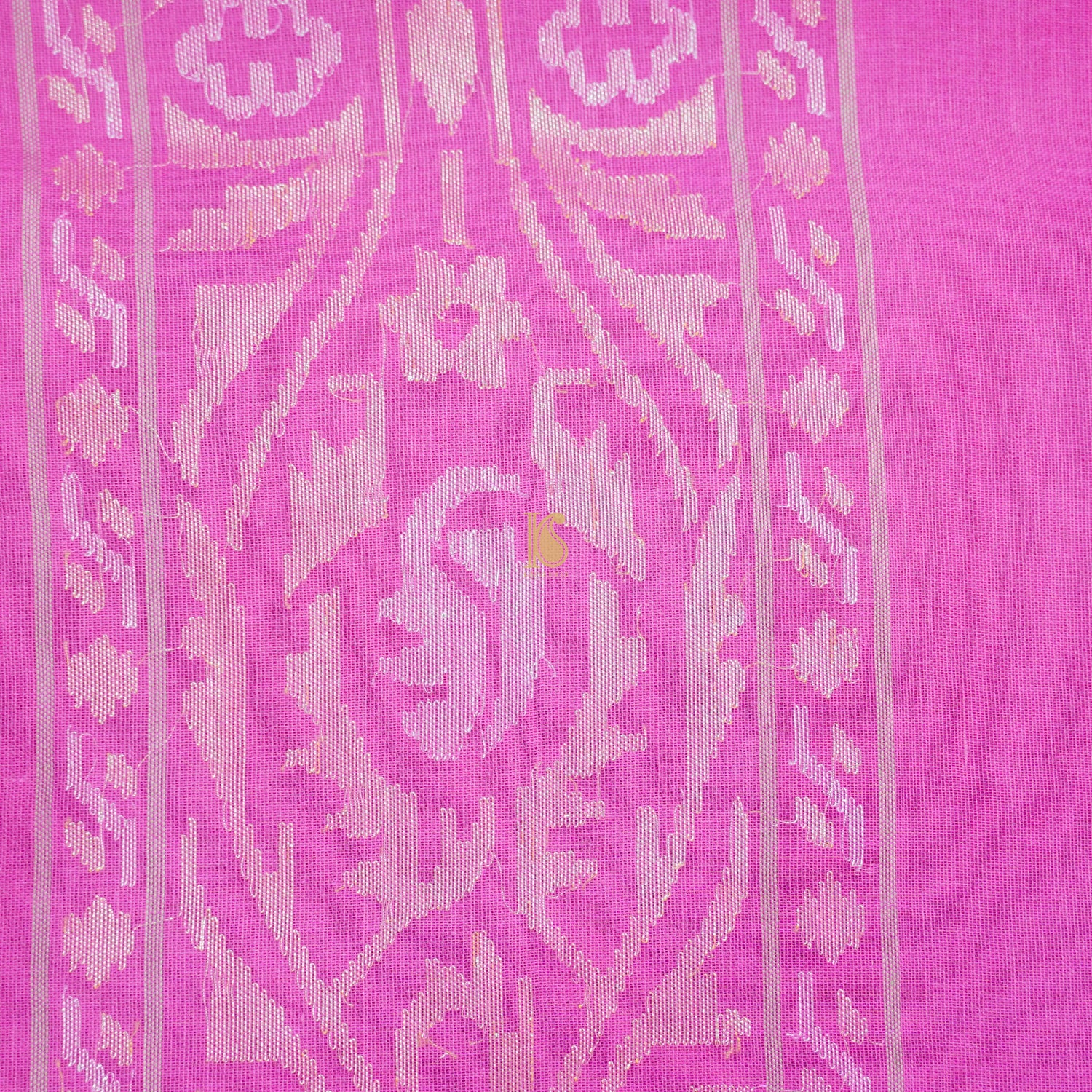 Pure Cotton Real Silver Zari Handloom Pink Banarasi Saree - Khinkhwab