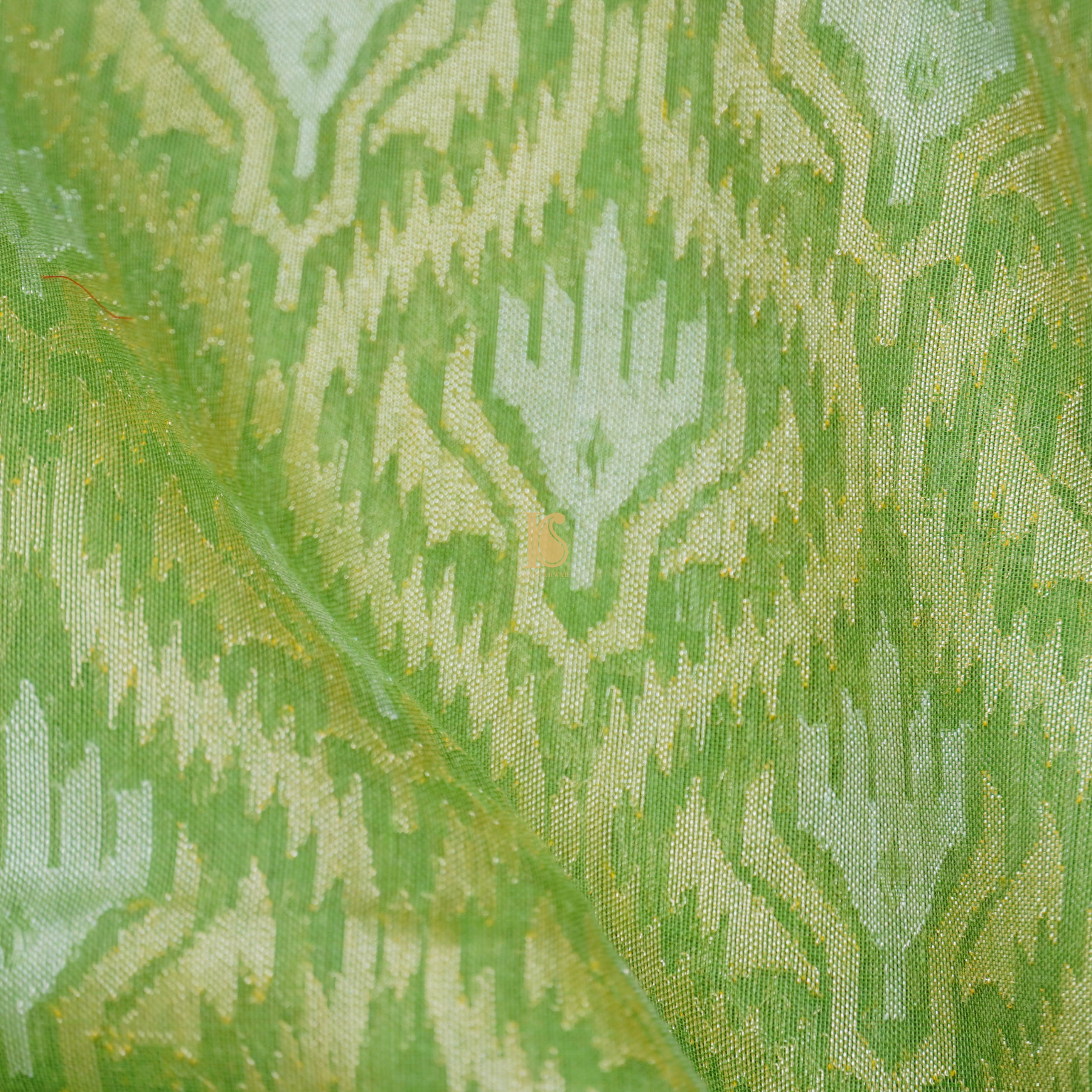 Pure Cotton Real Silver Zari Handloom Green Banarasi Saree - Khinkhwab