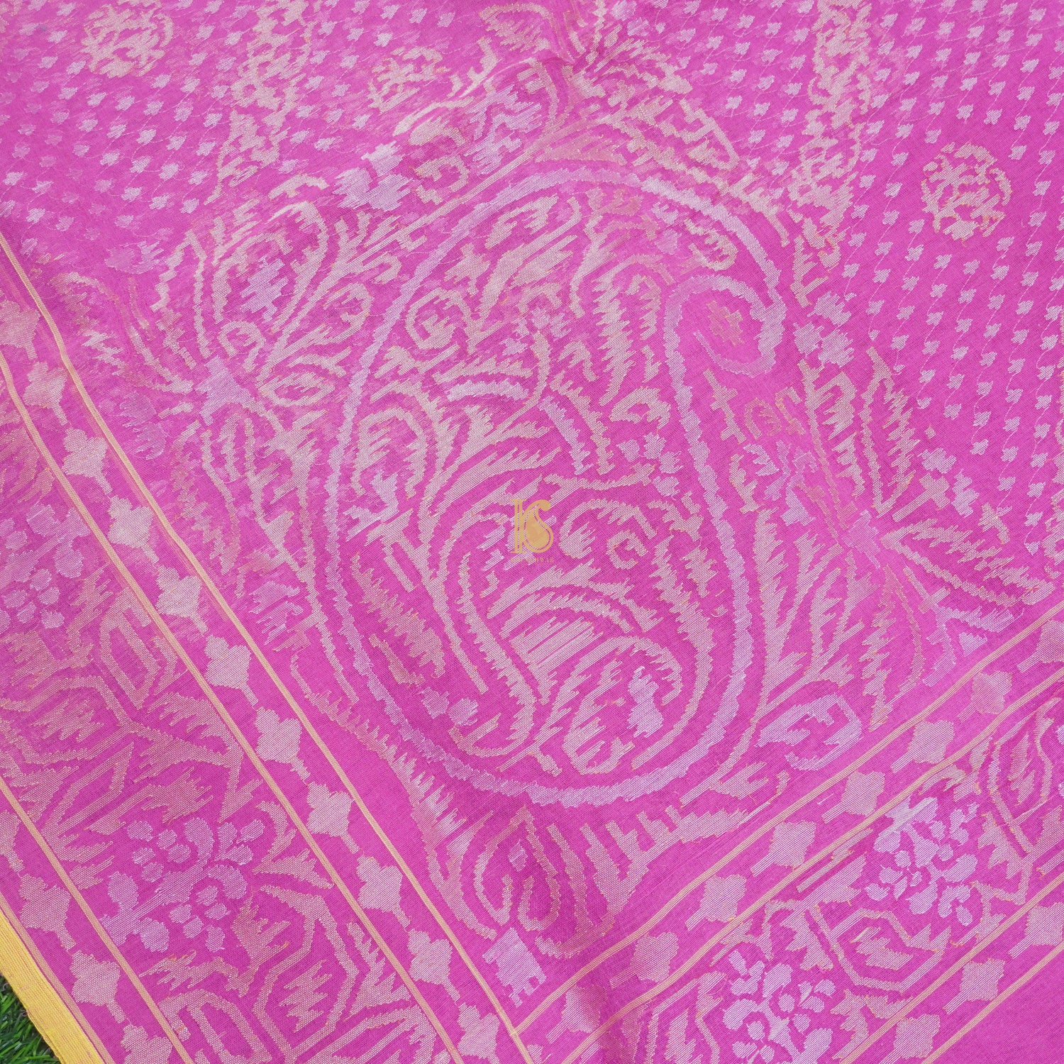 Pure Cotton Real Silver Zari Handloom Pink Banarasi Saree - Khinkhwab