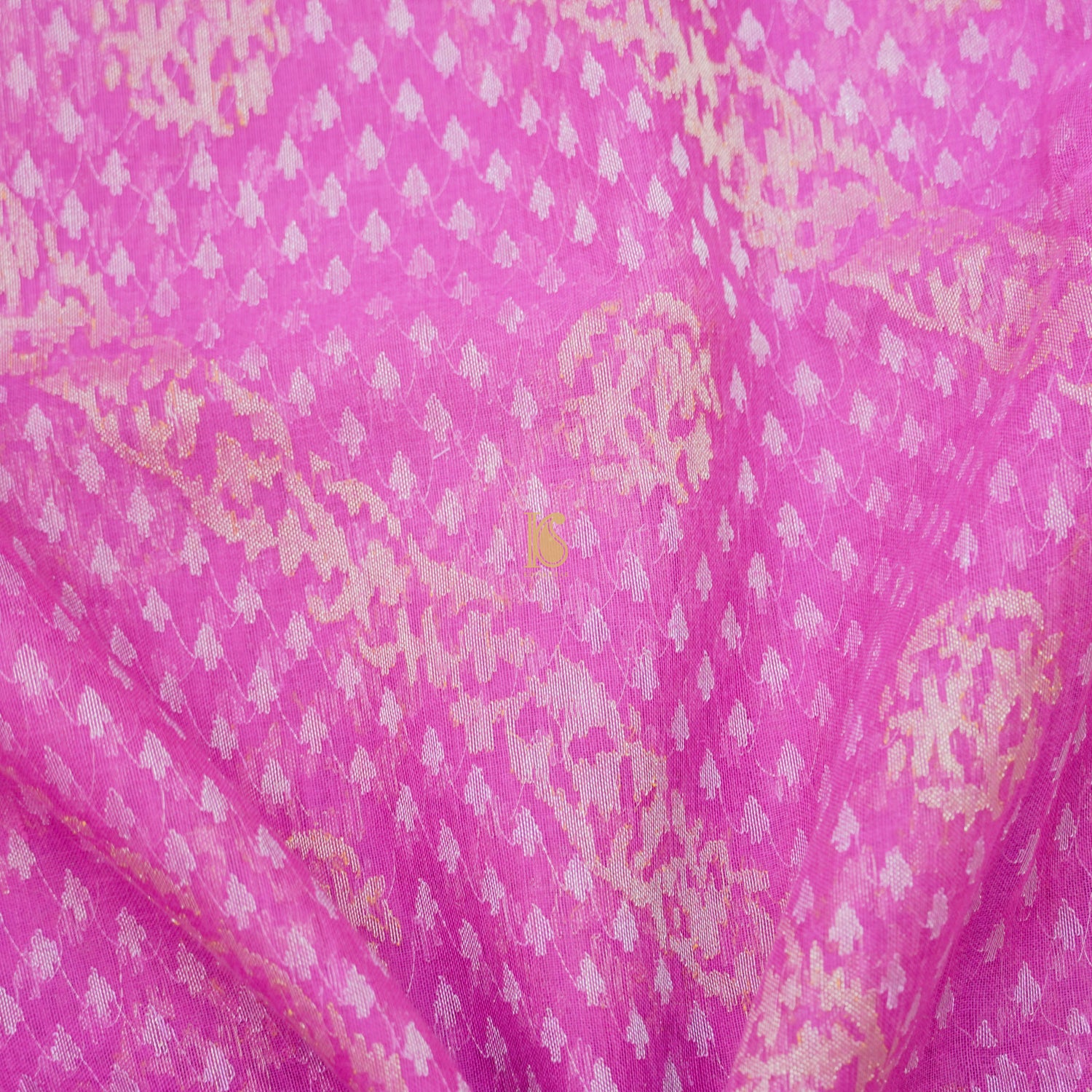Pure Cotton Real Silver Zari Handloom Pink Banarasi Saree - Khinkhwab