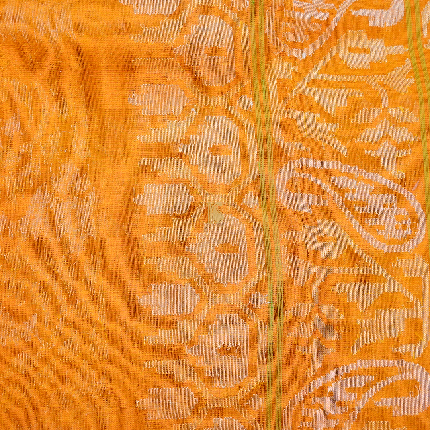 Pure Cotton Real Silver Zari Handloom Orange Banarasi Saree - Khinkhwab