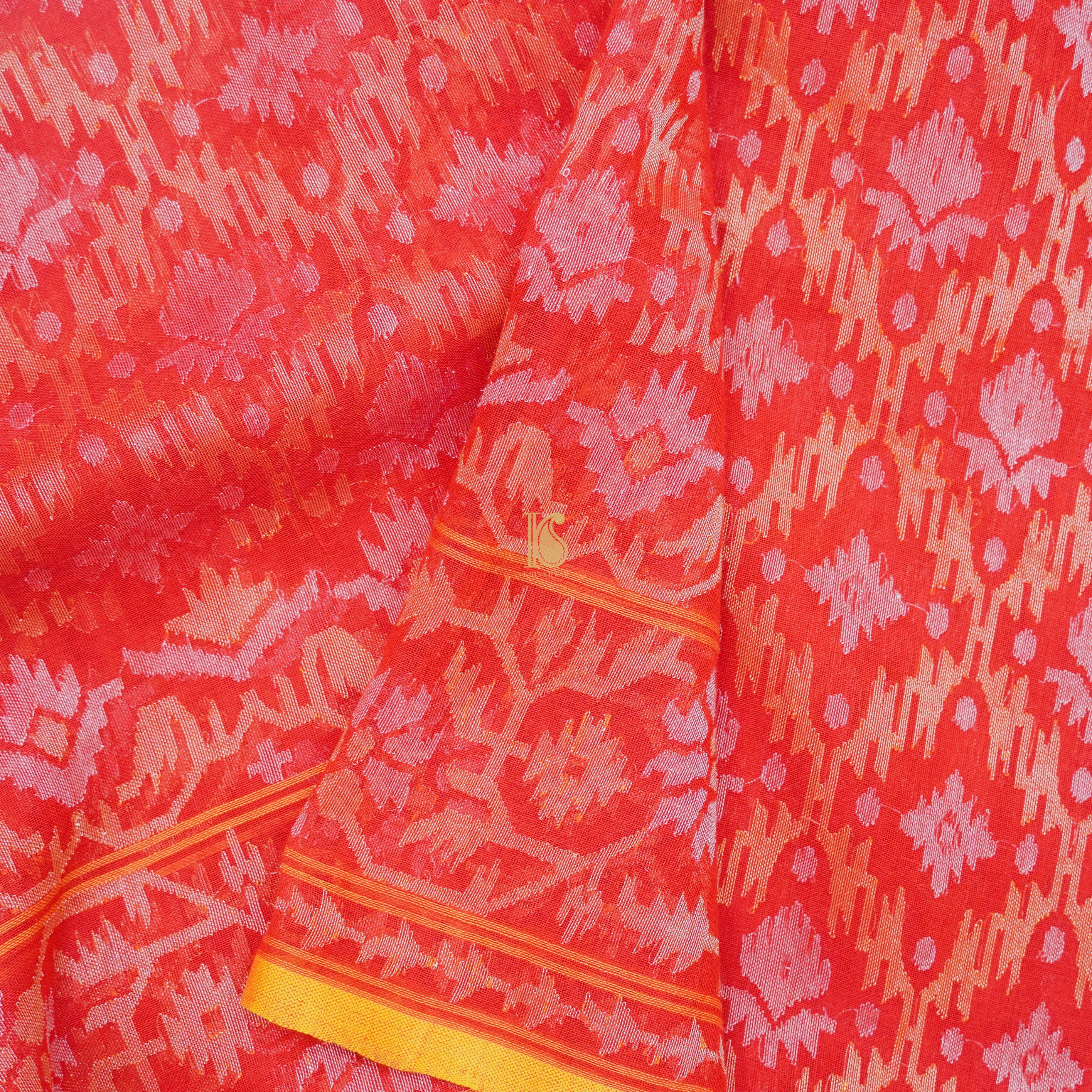 Pure Cotton Real Silver Zari Handloom Rakhtambari Banarasi Saree - Khinkhwab