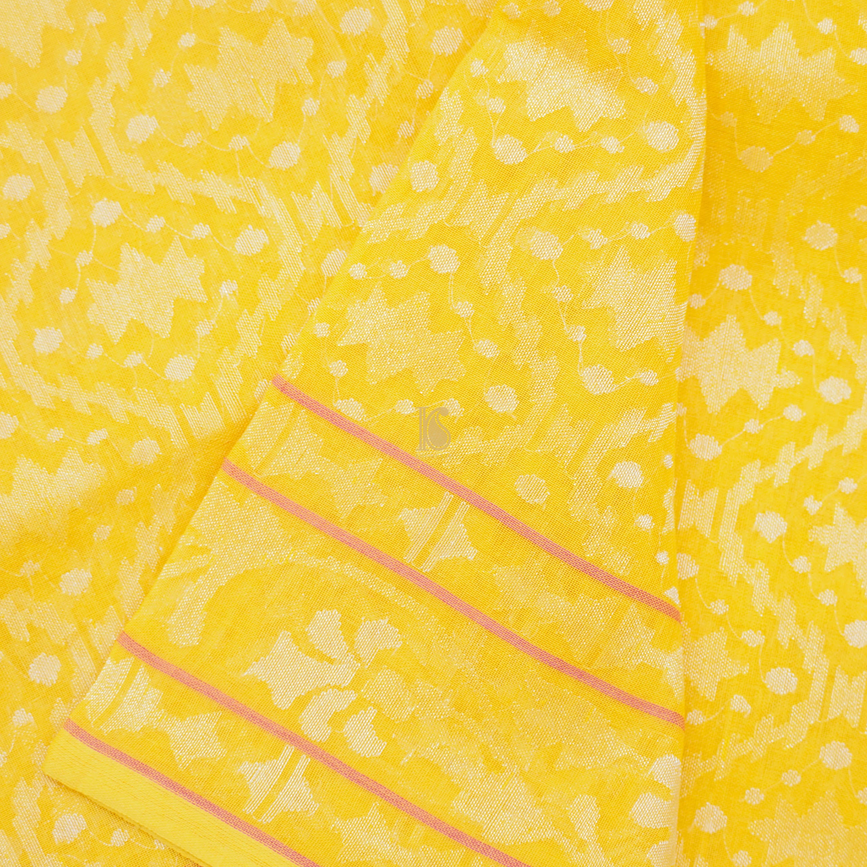 Pure Cotton Real Silver Zari Pitambari Handloom Banarasi Saree - Khinkhwab