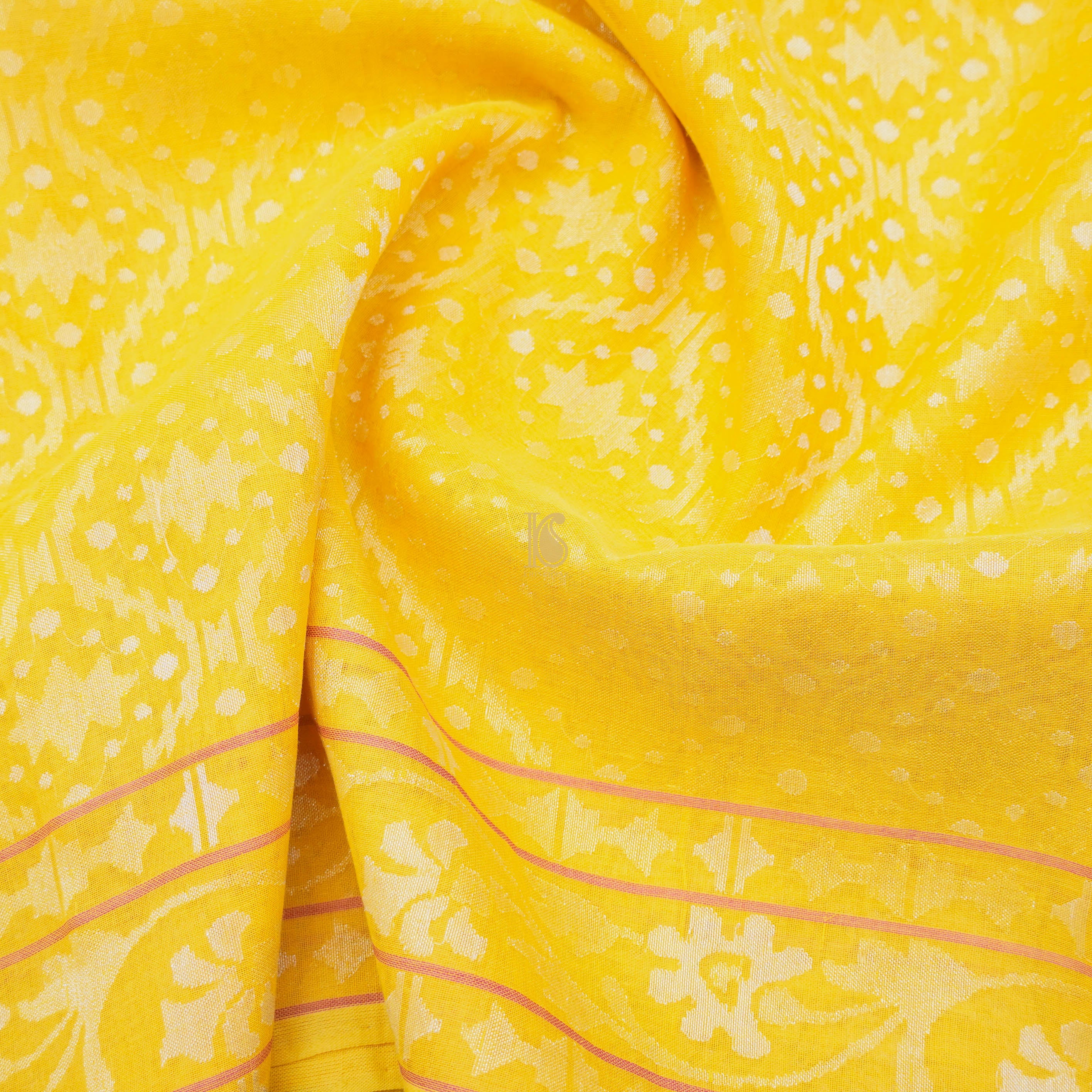 Pure Cotton Real Silver Zari Pitambari Handloom Banarasi Saree - Khinkhwab