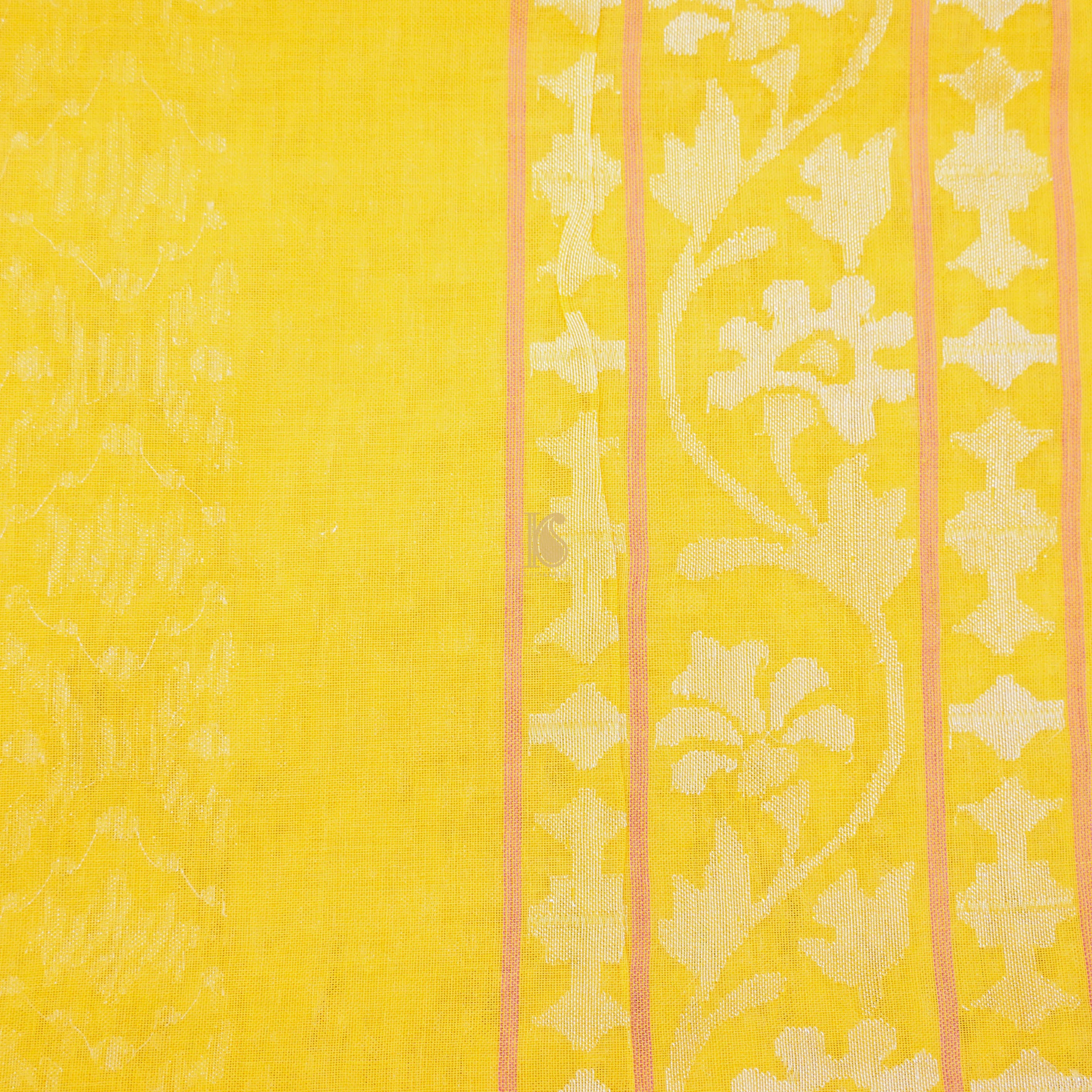 Pure Cotton Real Silver Zari Pitambari Handloom Banarasi Saree - Khinkhwab
