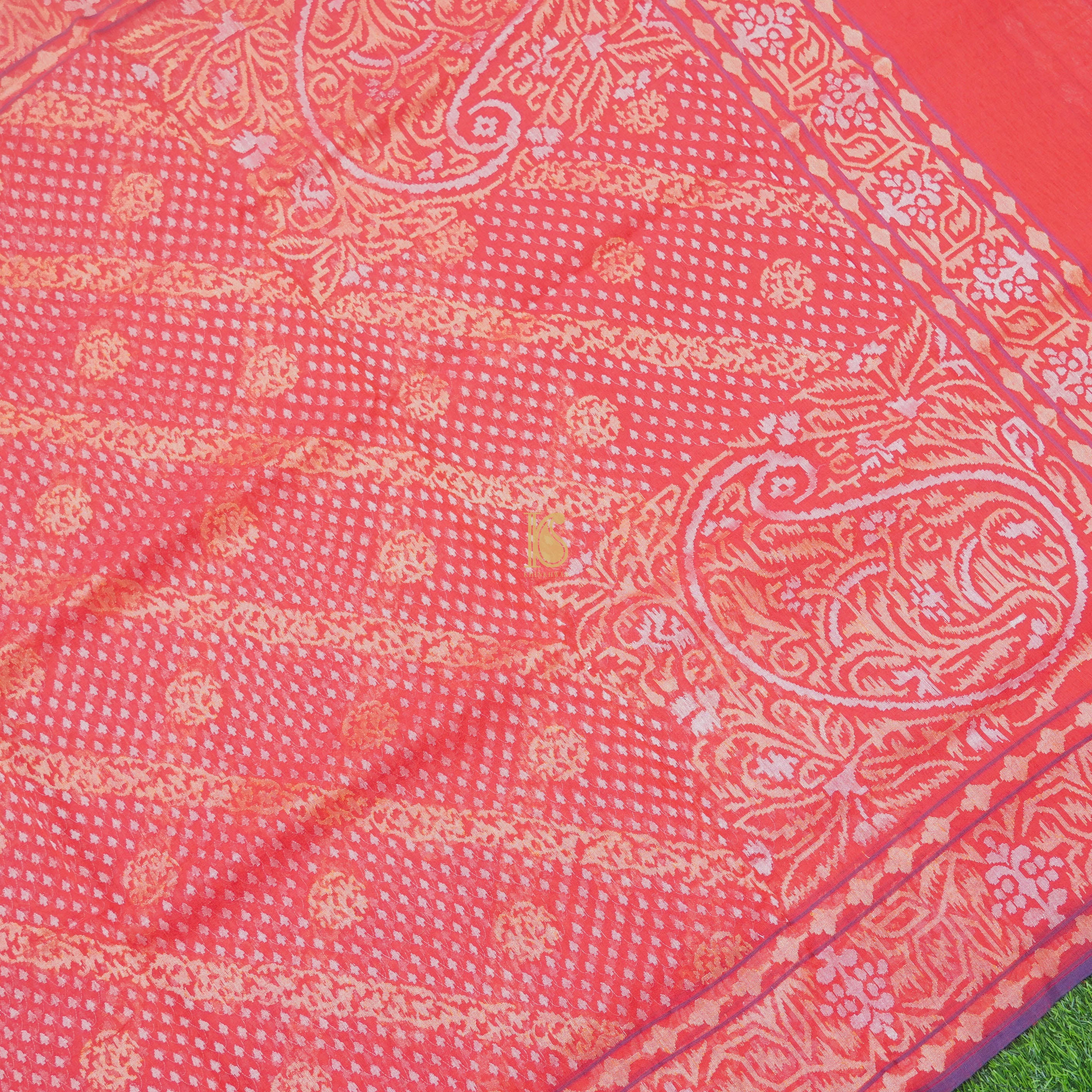 Rakhtambari Pure Cotton Real Silver Zari Handloom Banarasi Saree - Khinkhwab