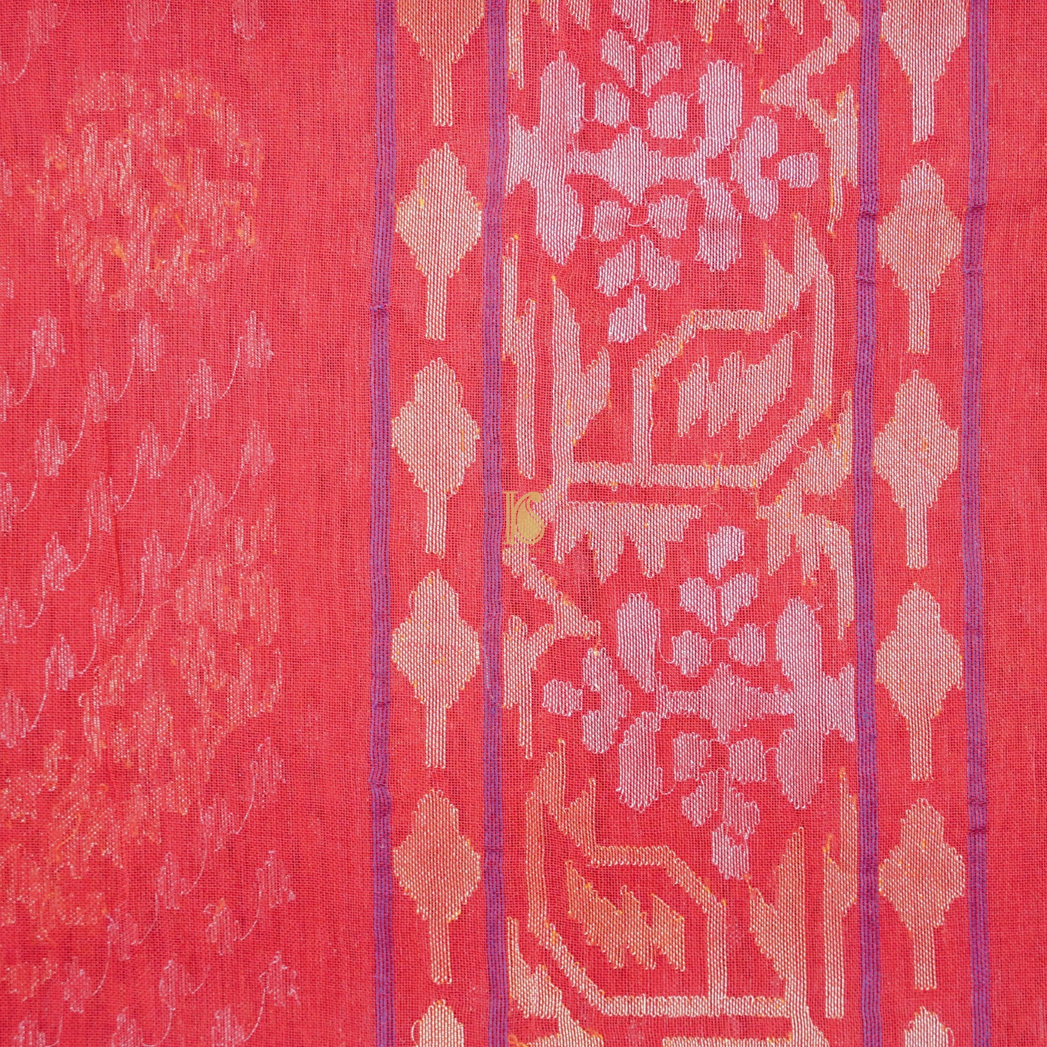 Rakhtambari Pure Cotton Real Silver Zari Handloom Banarasi Saree - Khinkhwab