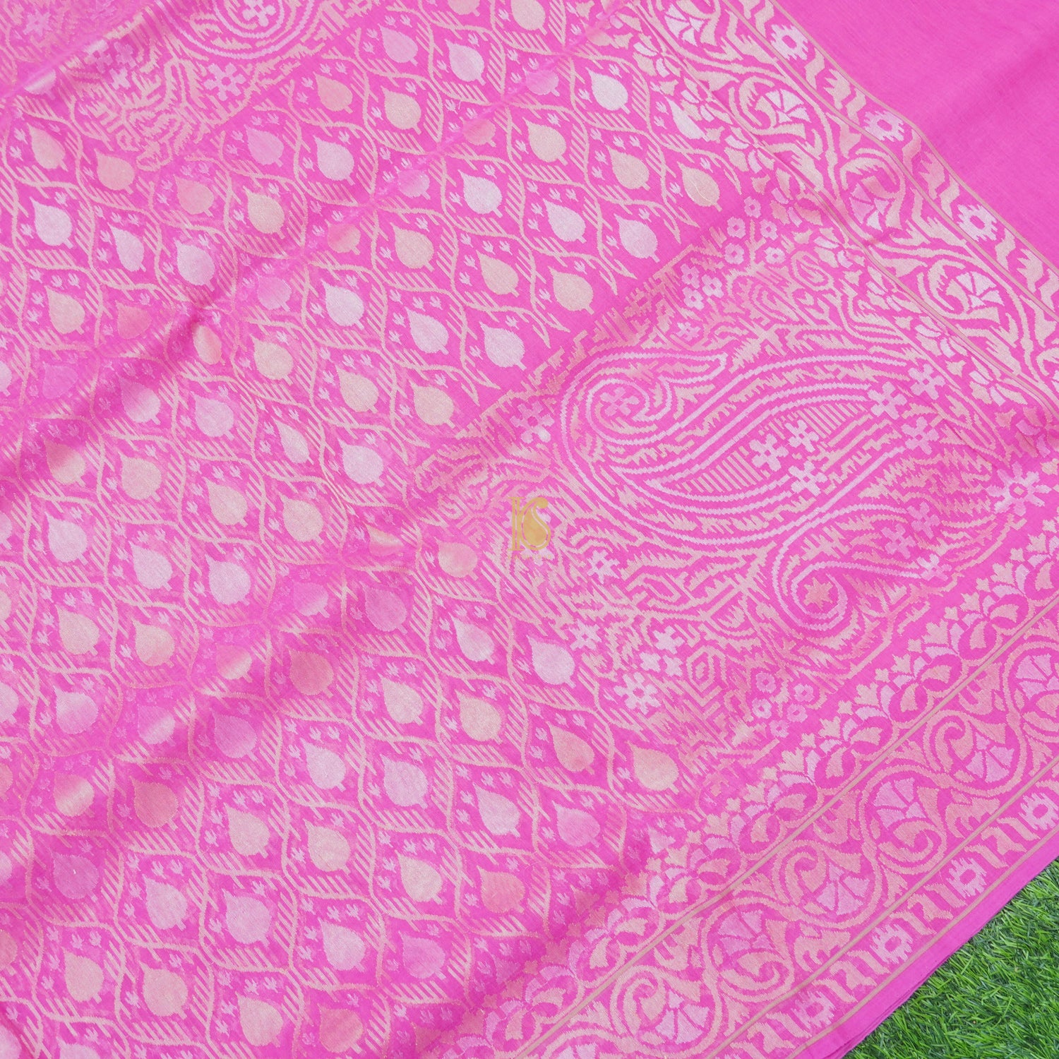 Pure Cotton Real Silver Zari Handloom Banarasi Saree - Khinkhwab