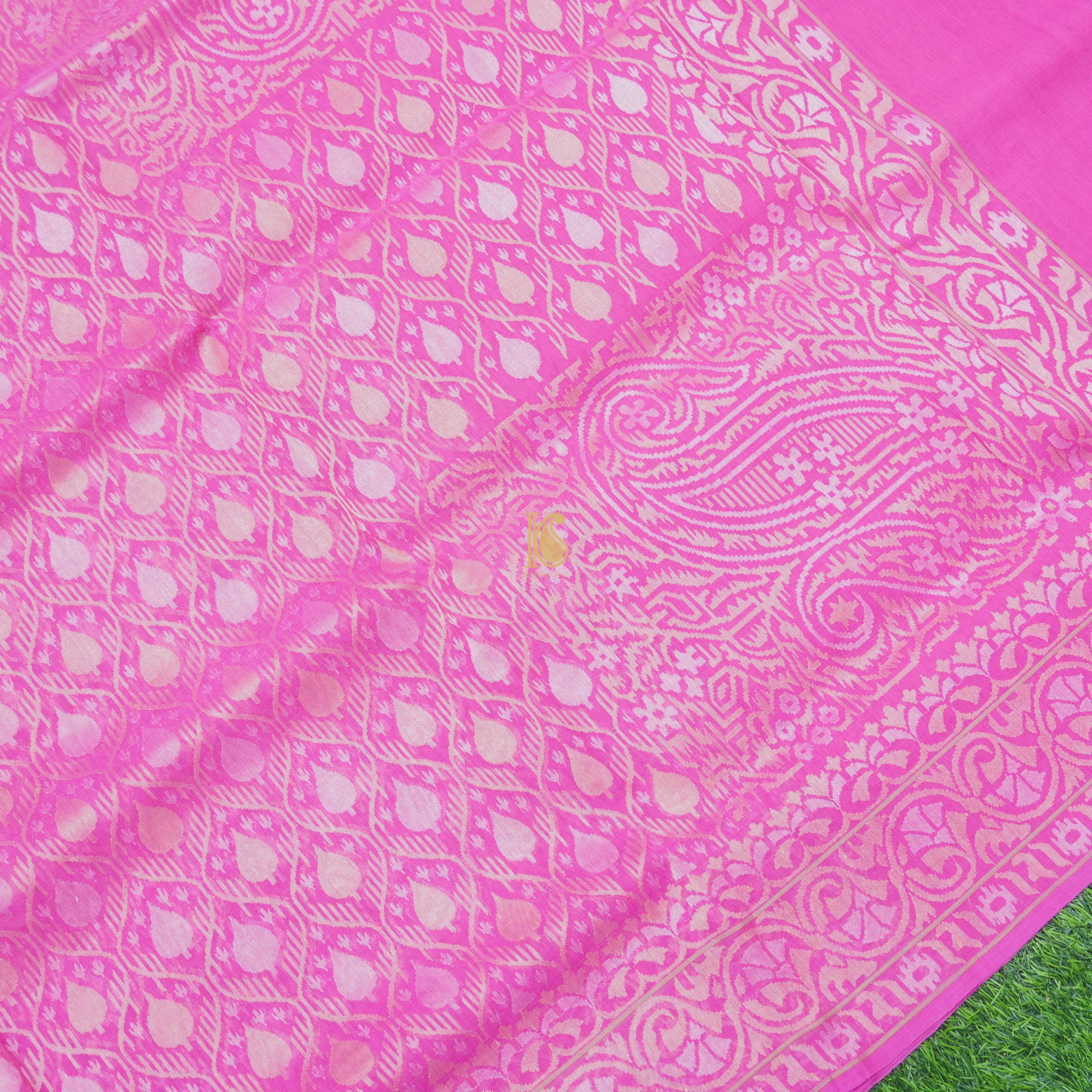 Pure Cotton Real Silver Zari Handloom Banarasi Saree - Khinkhwab