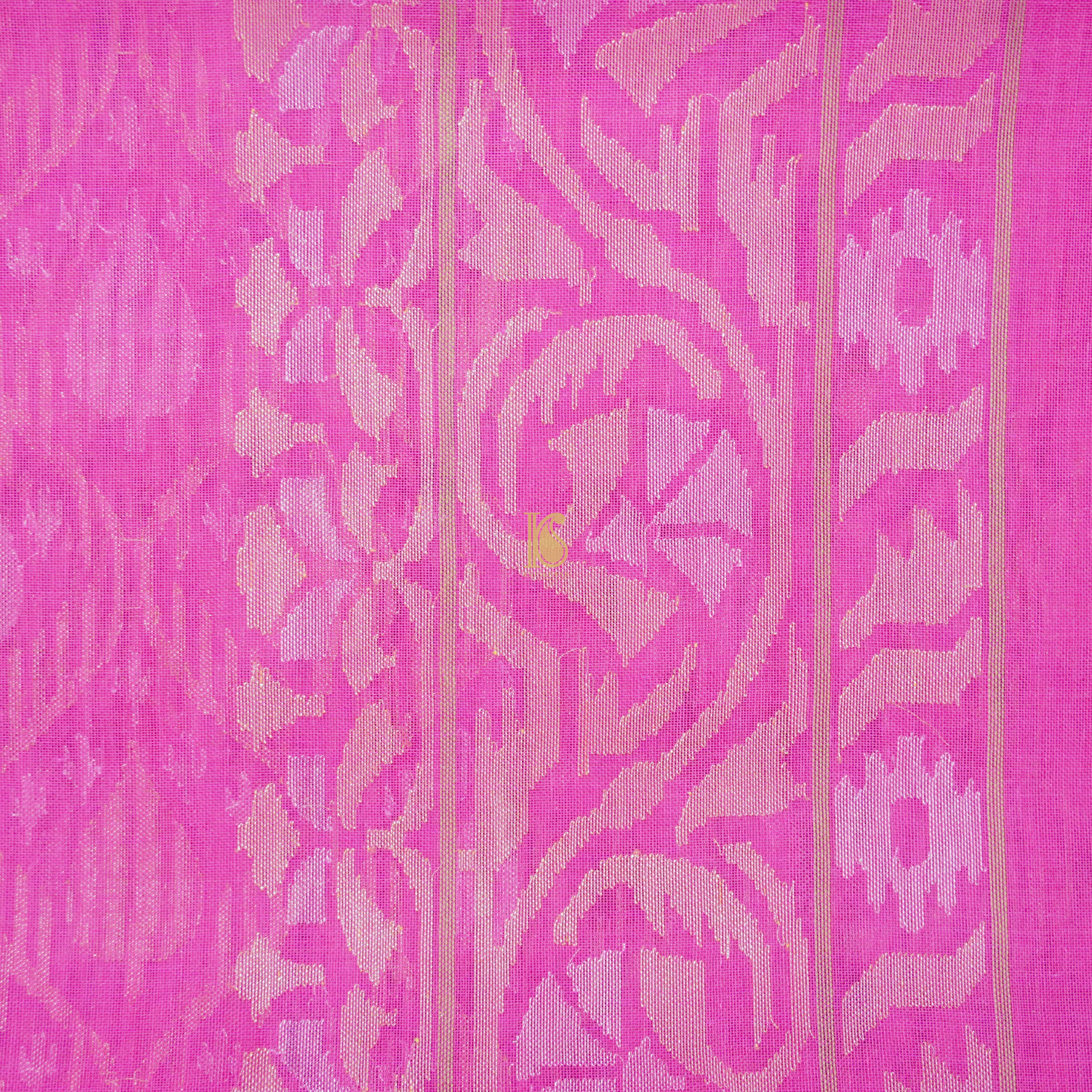 Pure Cotton Real Silver Zari Handloom Banarasi Saree - Khinkhwab
