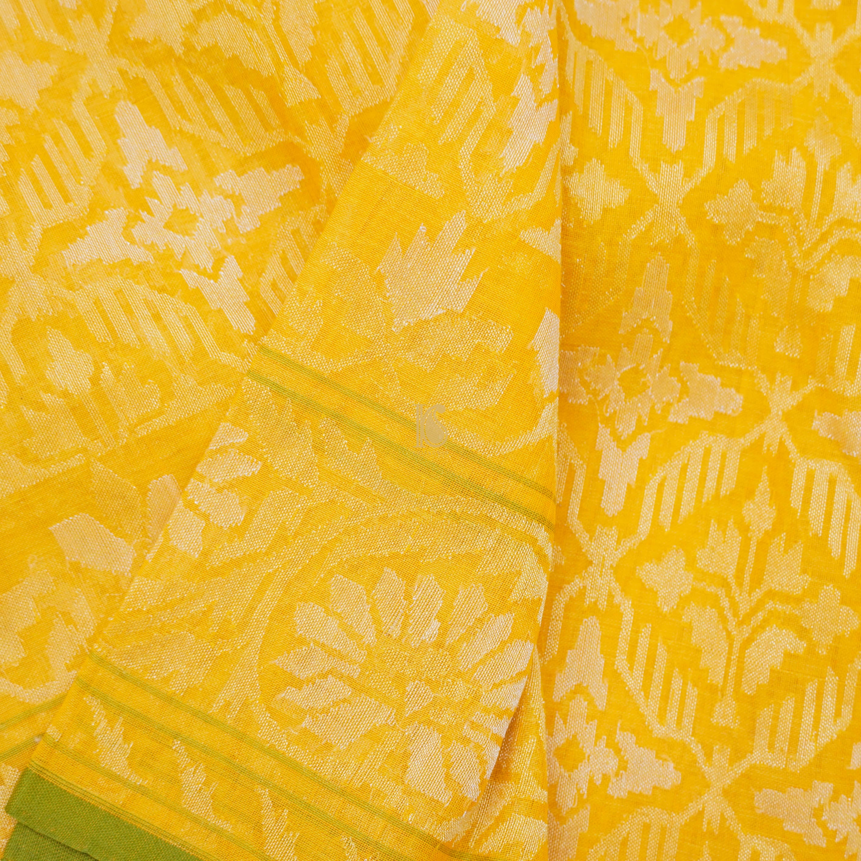 Pitambari Pure Cotton Real Silver Zari Handloom Banarasi Saree - Khinkhwab