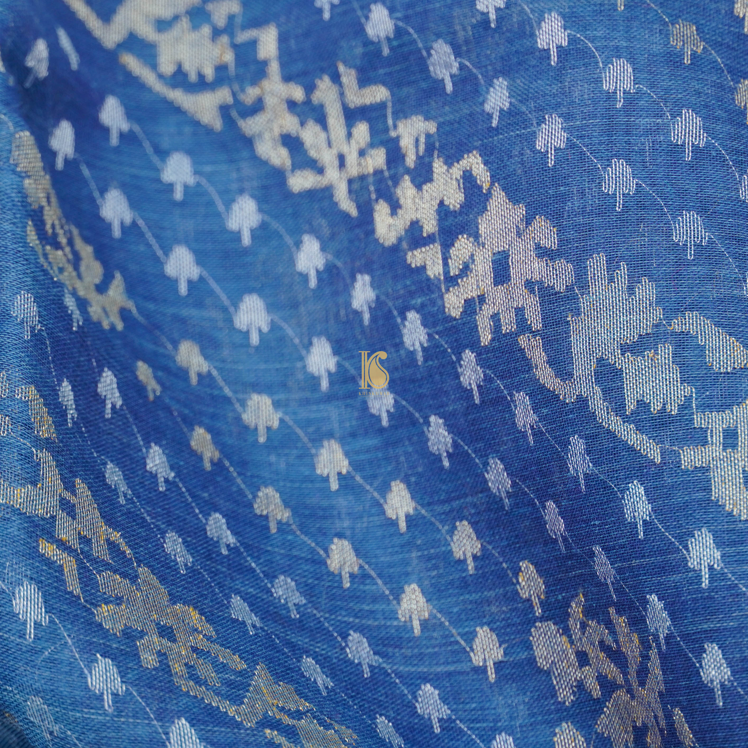 Pure Cotton Neelambari Real Silver Zari Handloom Banarasi Saree - Khinkhwab