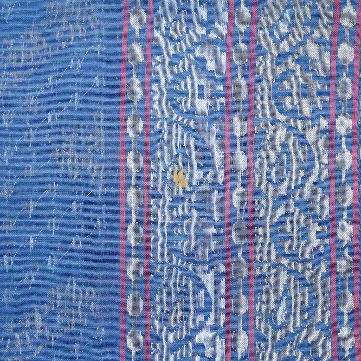 Pure Cotton Neelambari Real Silver Zari Handloom Banarasi Saree - Khinkhwab