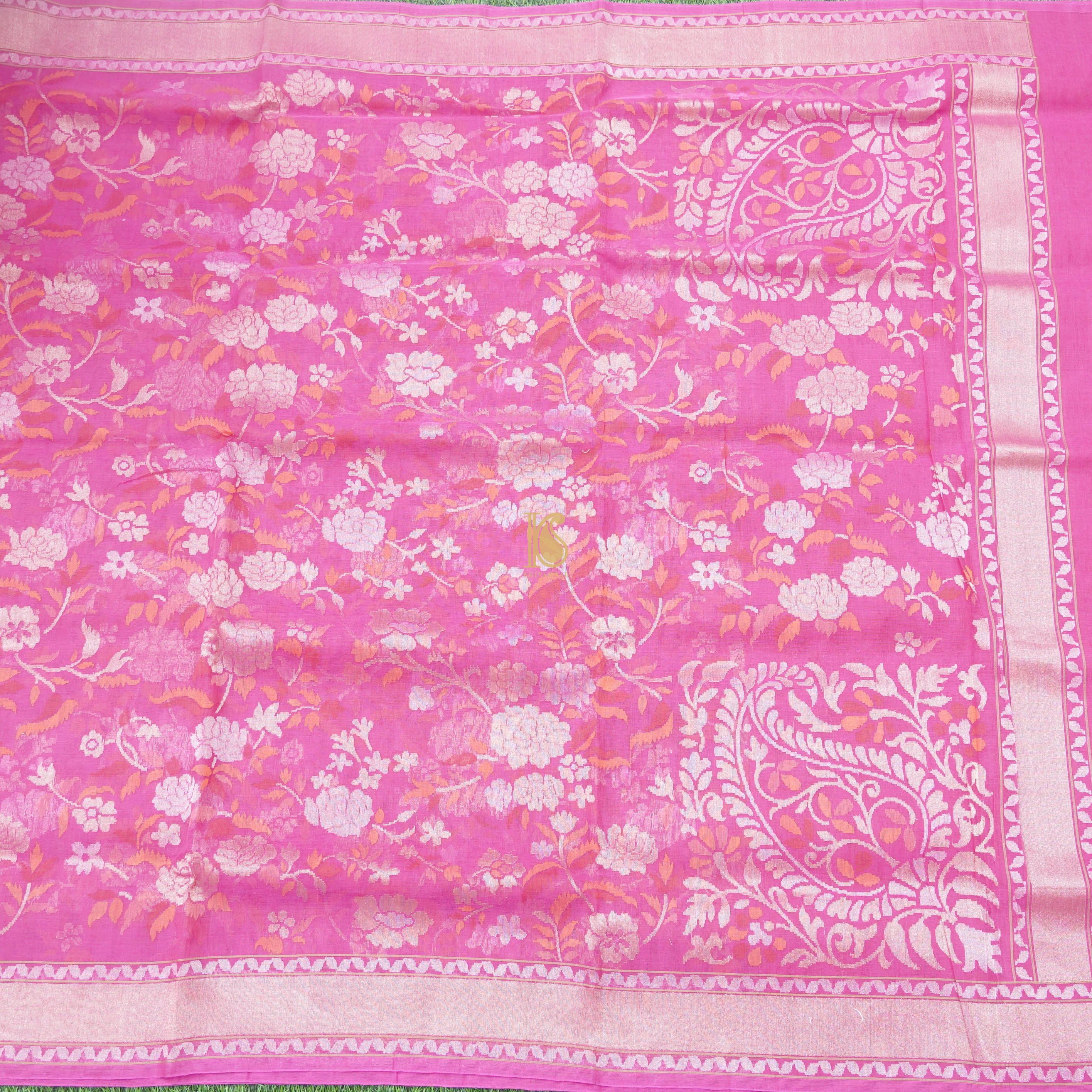Pure Cotton Real Silver Zari Handloom Banarasi Saree - Khinkhwab