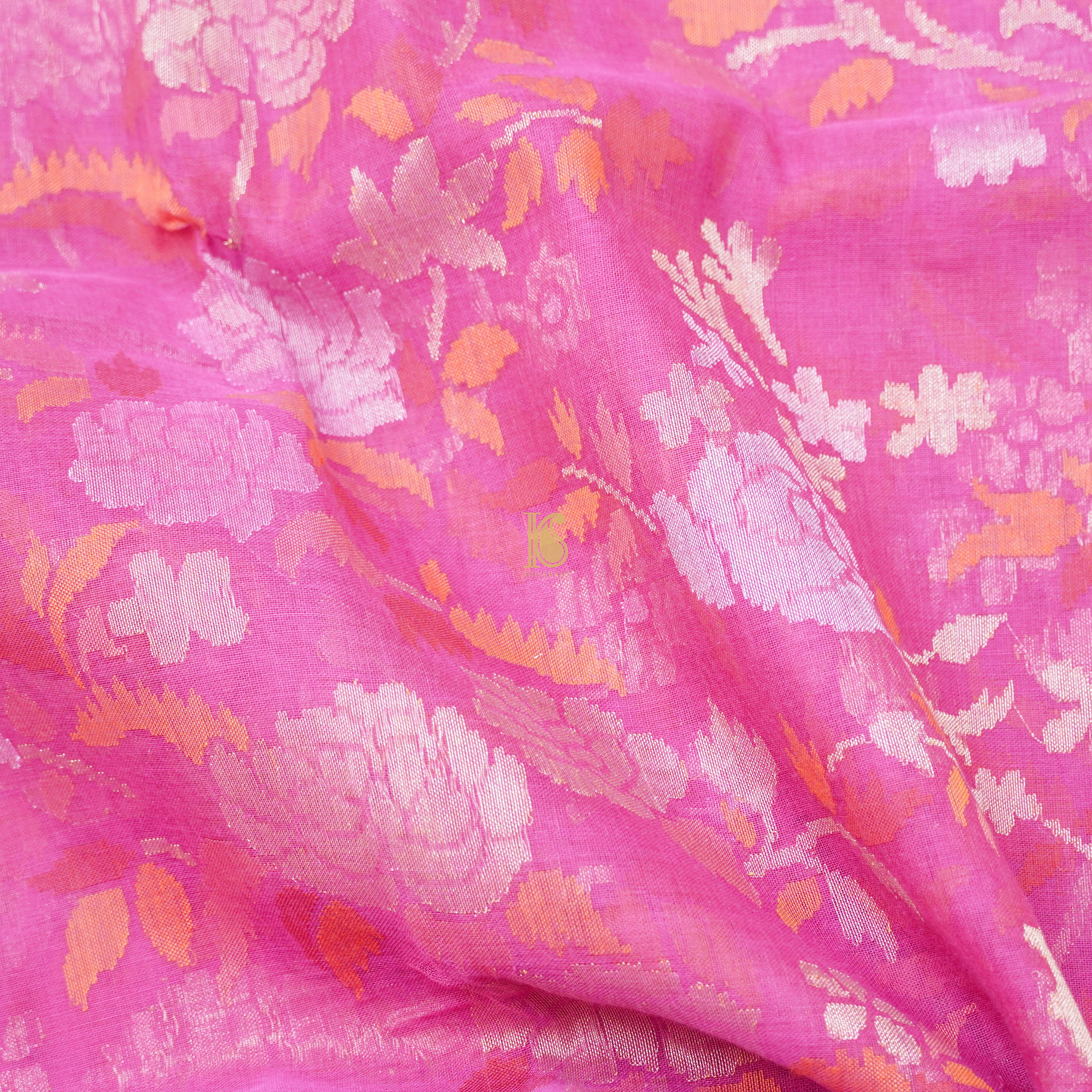 Pure Cotton Real Silver Zari Handloom Banarasi Saree - Khinkhwab