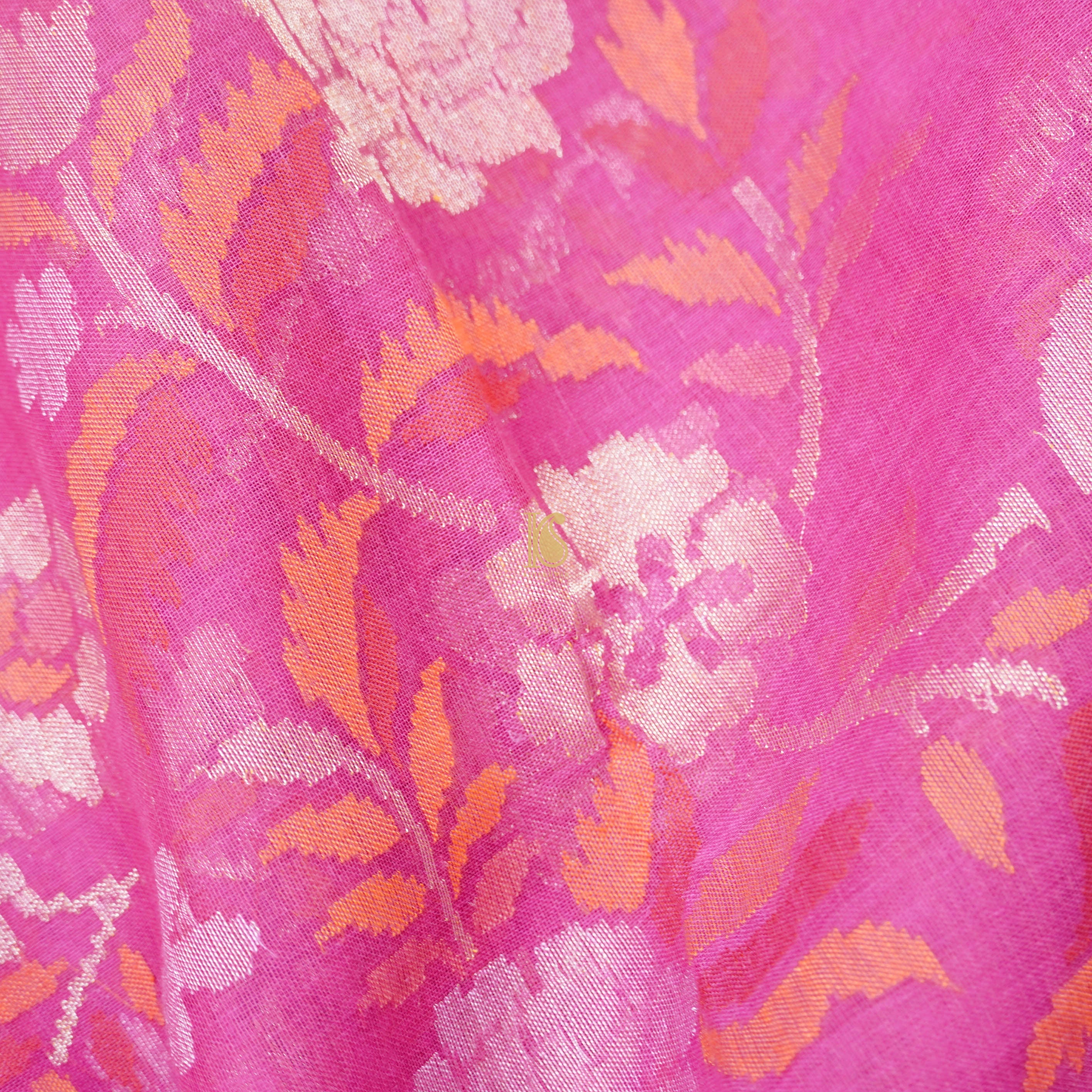 Pure Cotton Real Silver Zari Handloom Banarasi Saree - Khinkhwab