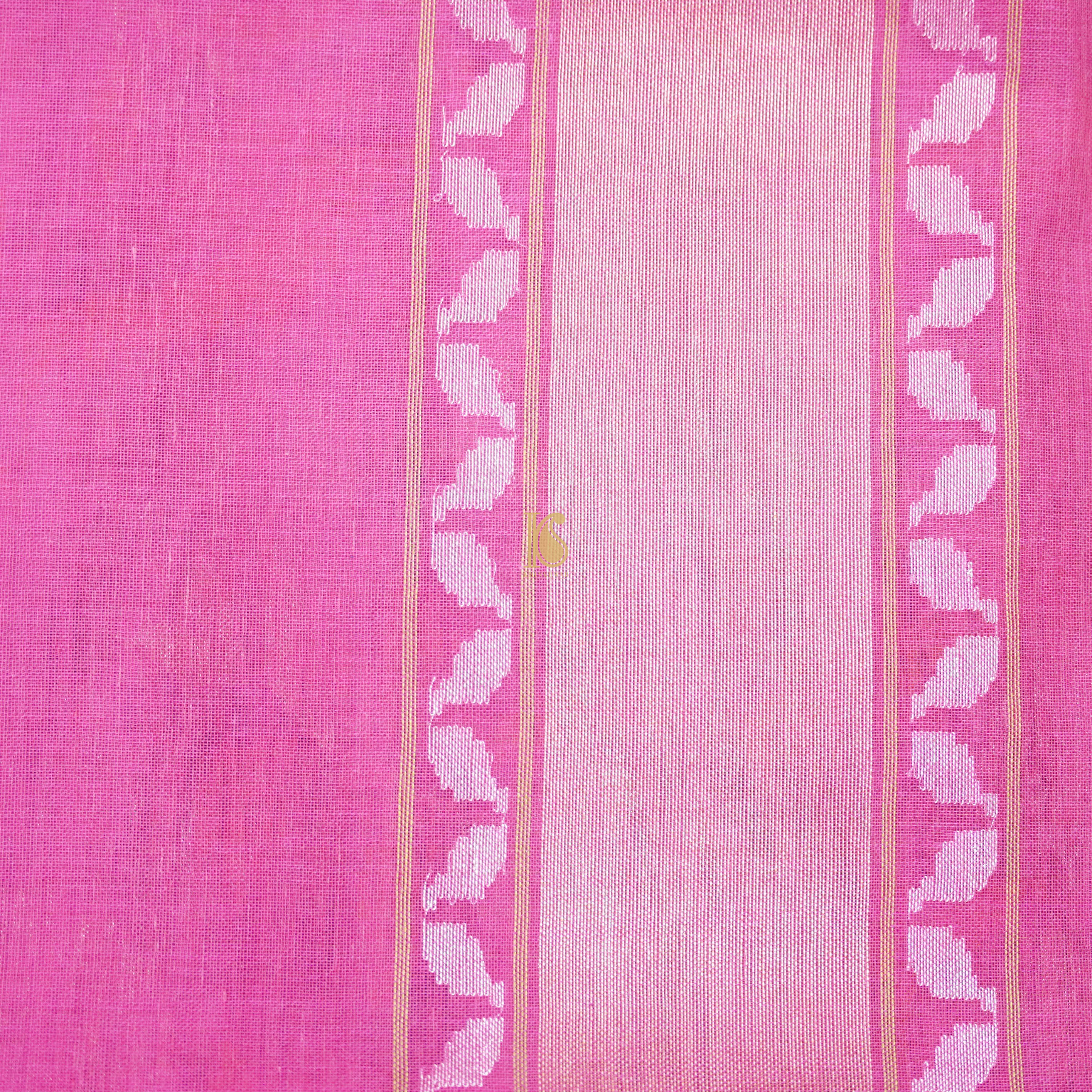 Pure Cotton Real Silver Zari Handloom Banarasi Saree - Khinkhwab