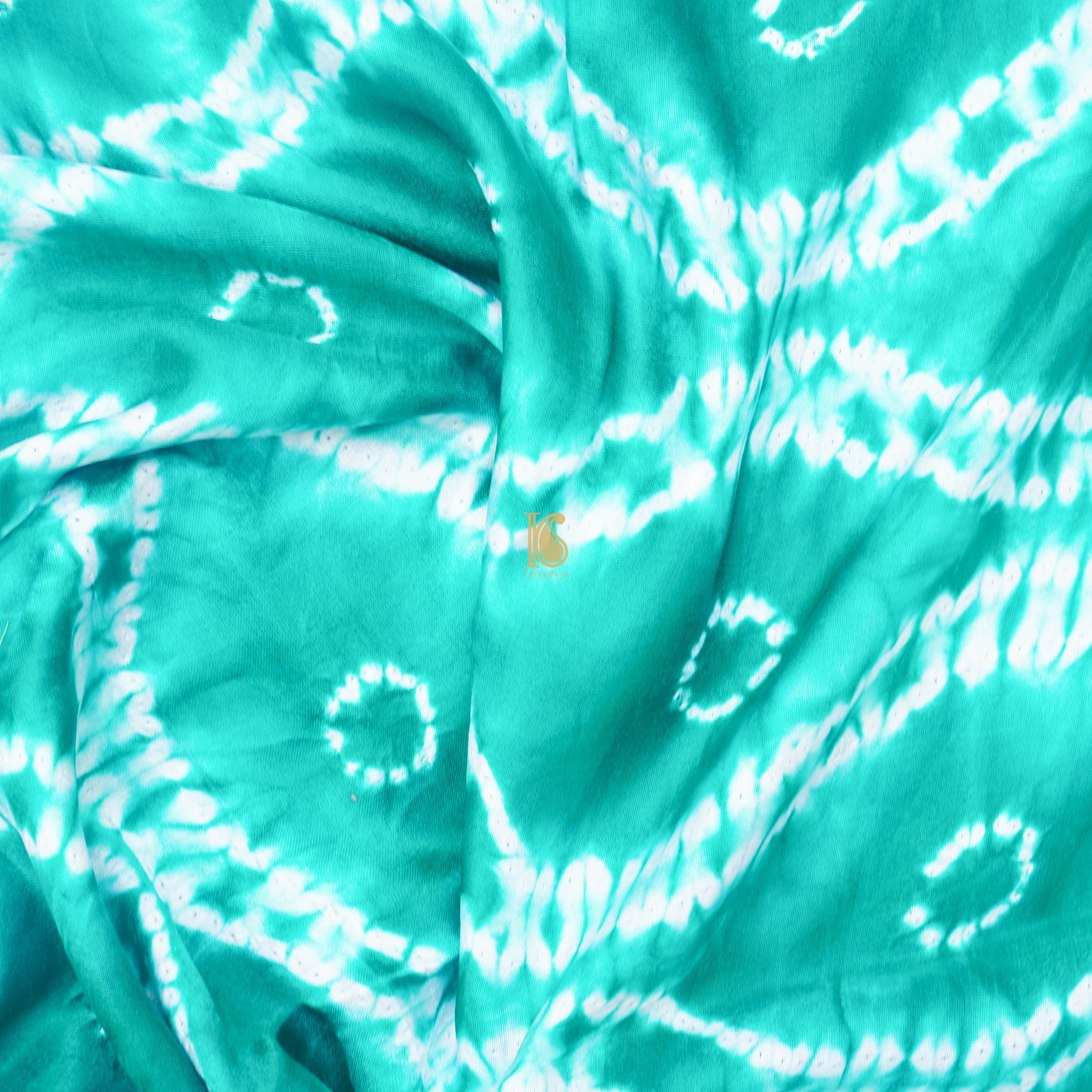 Green Pure Gajji Handloom Bandhani Fabric - Khinkhwab