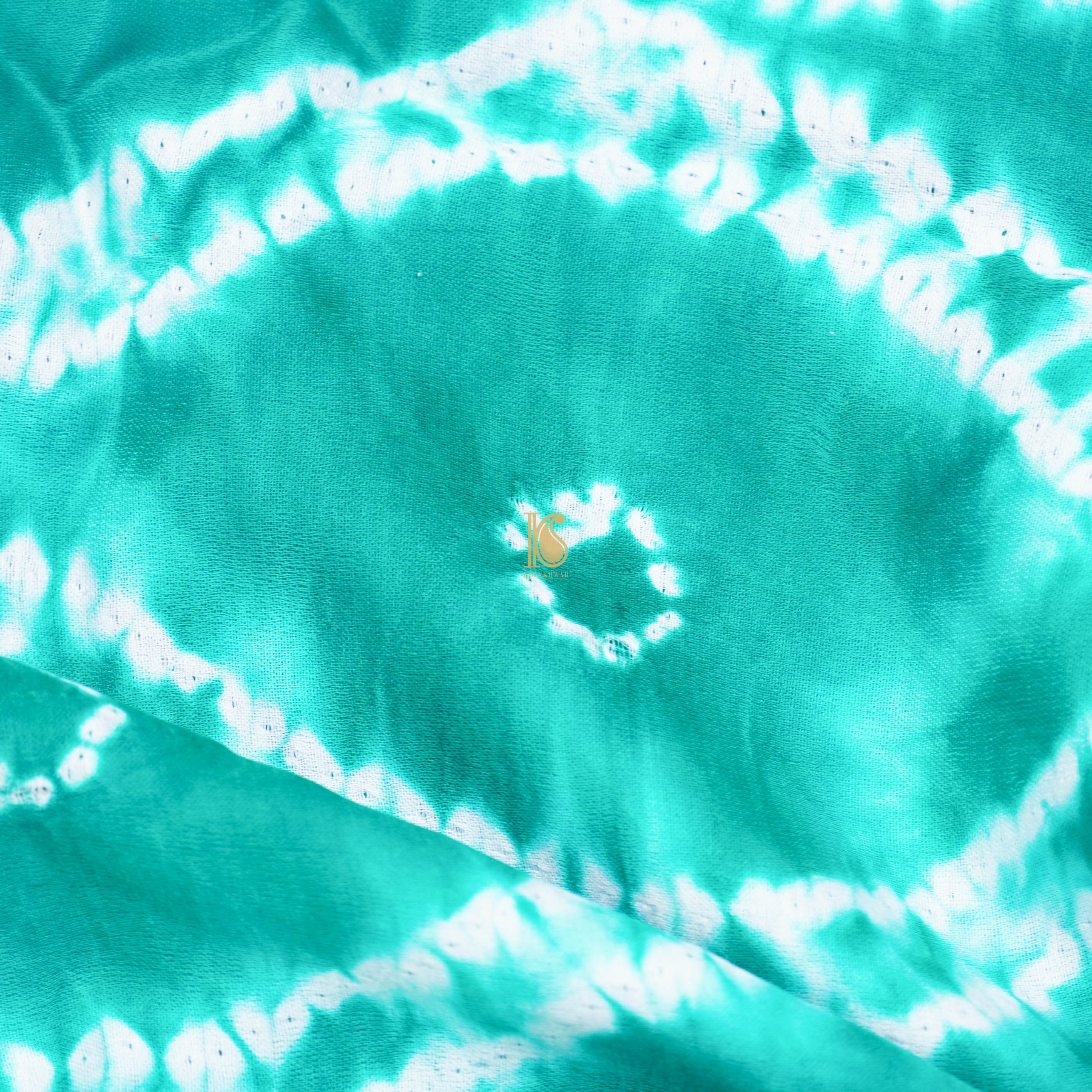 Green Pure Gajji Handloom Bandhani Fabric - Khinkhwab