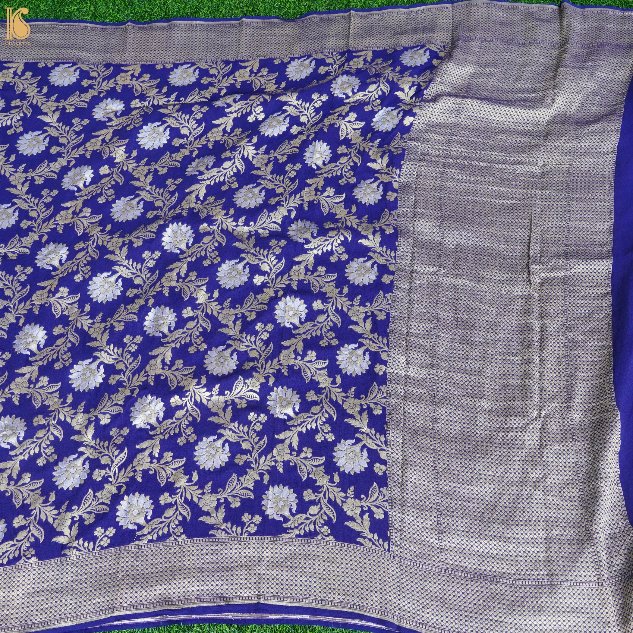 Pure Georgette Handloom Banarasi Marigold Saree - Khinkhwab