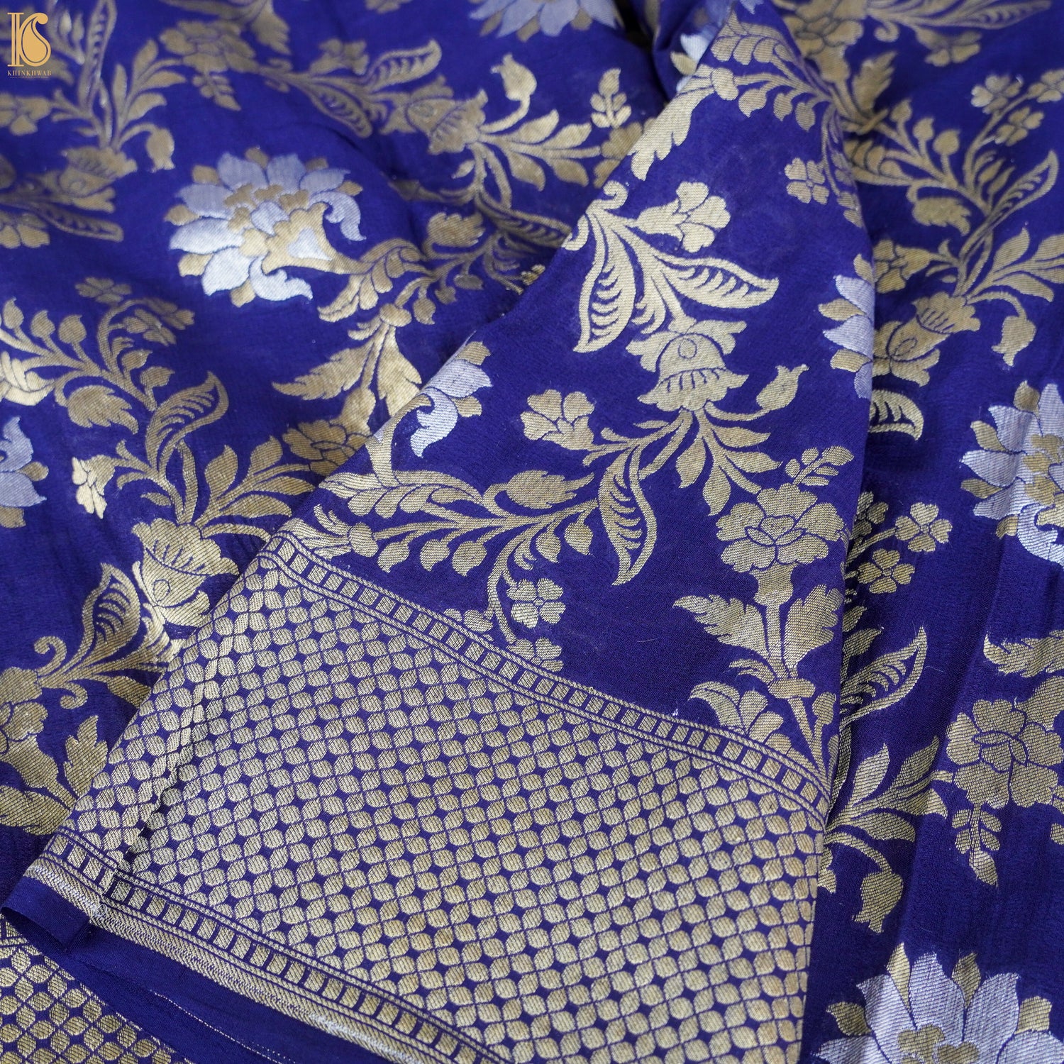 Pure Georgette Handloom Banarasi Marigold Saree - Khinkhwab