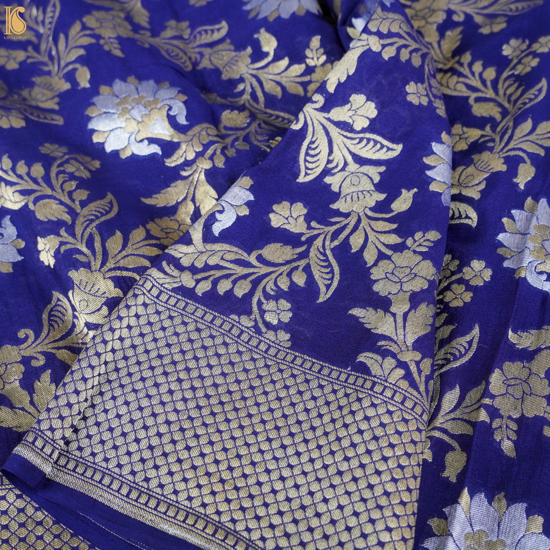 Pure Georgette Handloom Banarasi Marigold Saree - Khinkhwab