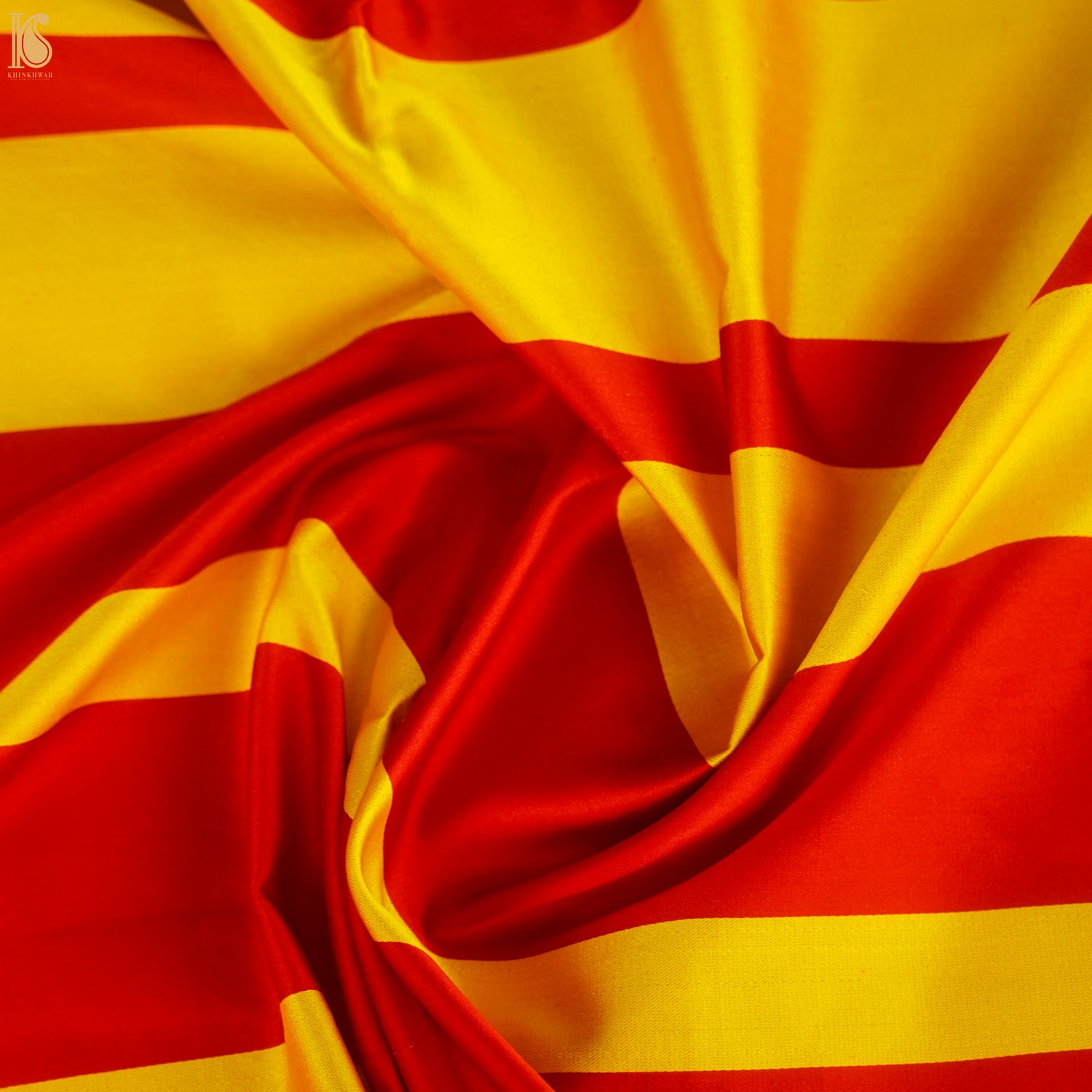 Yellow & Red Handwoven Pure Mashru Silk Contrast Border Saree - Khinkhwab