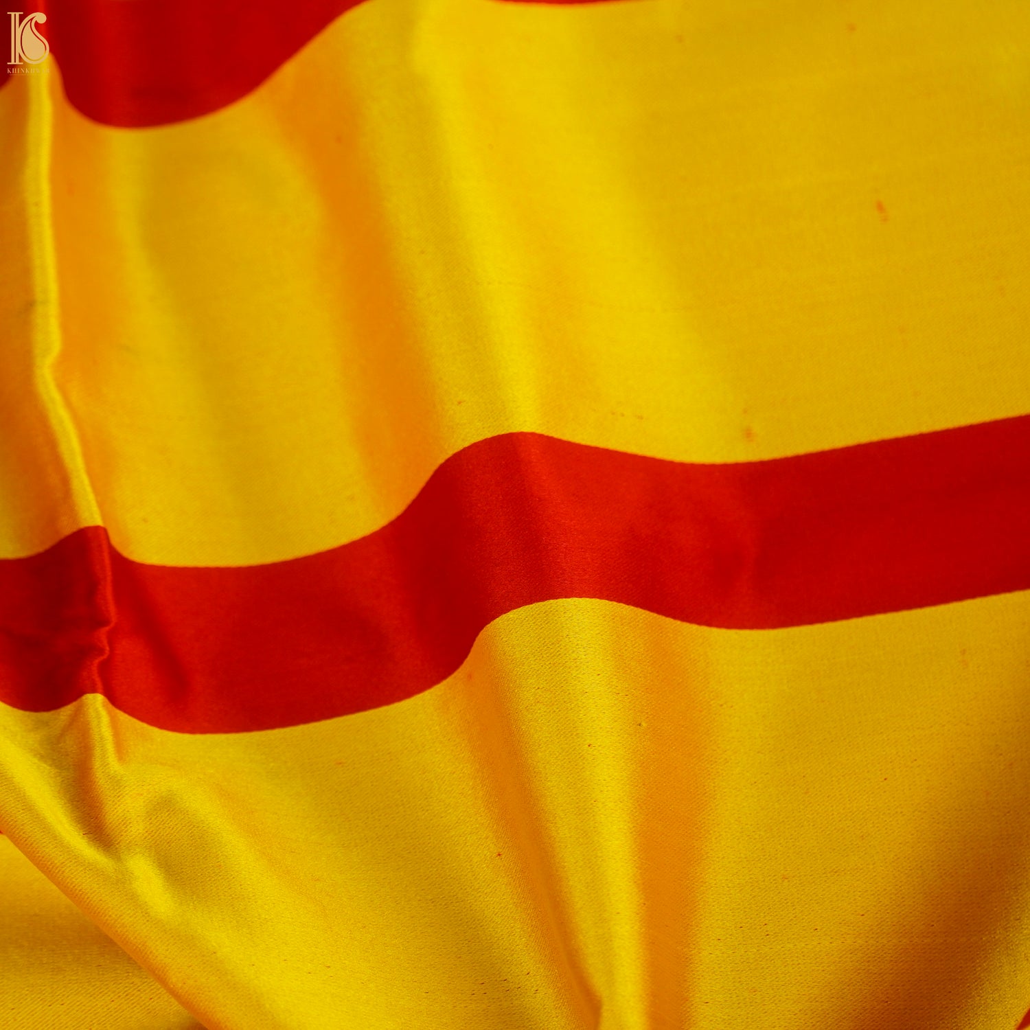 Yellow & Red Handwoven Pure Mashru Silk Contrast Border Saree - Khinkhwab