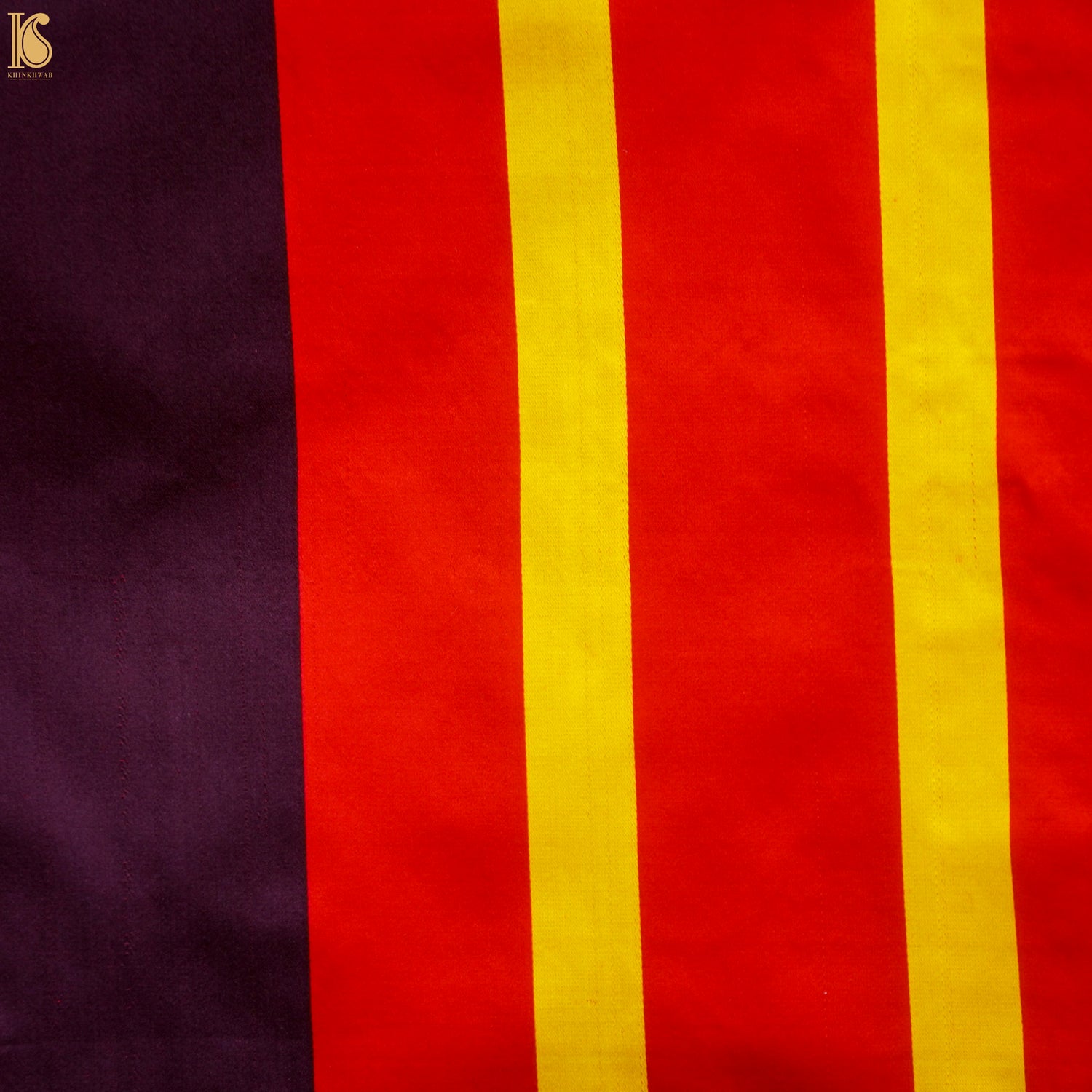 Yellow & Red Handwoven Pure Mashru Silk Contrast Border Saree - Khinkhwab