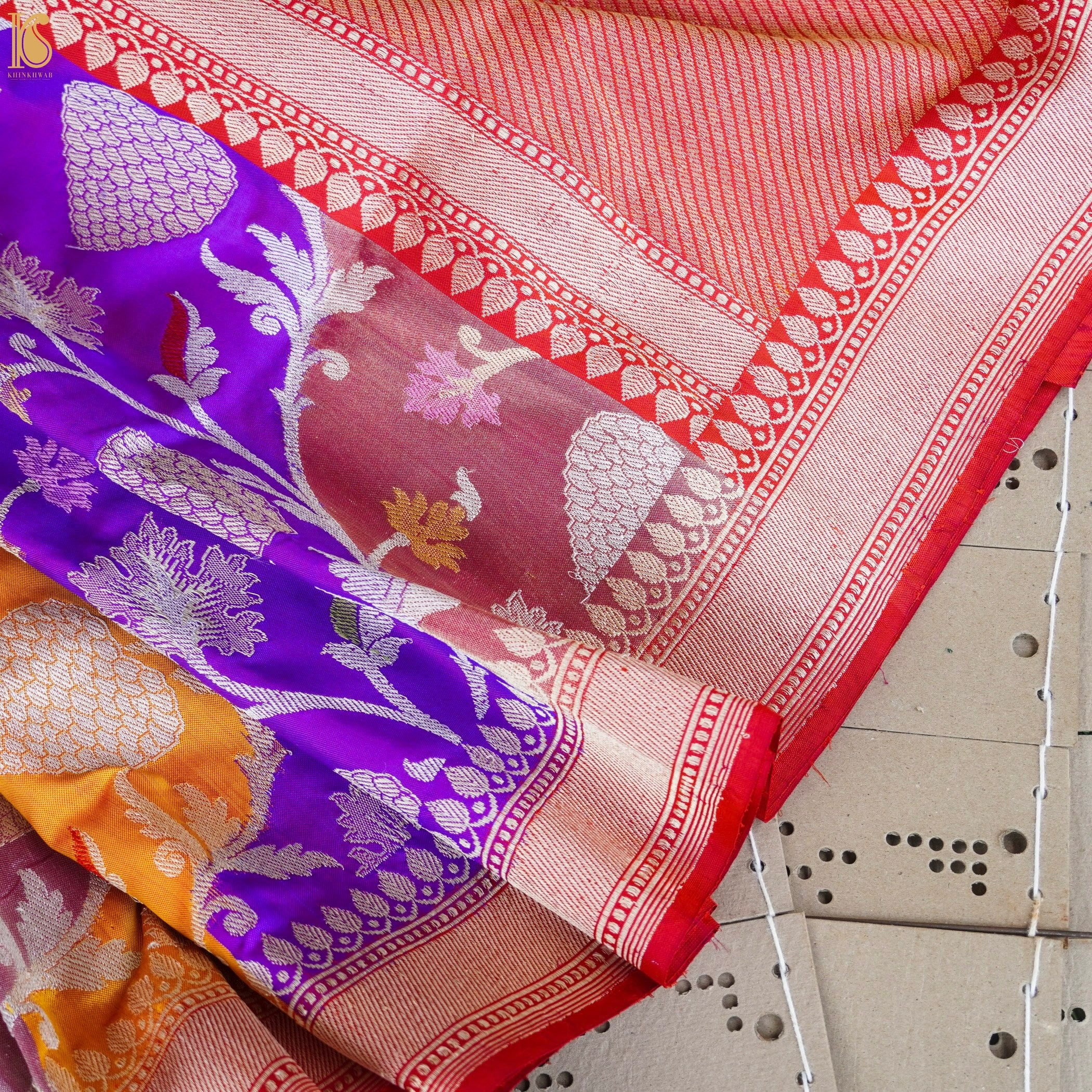 Handwoven Pure Katan Silk Kadwa Banarasi Rangkat Saree - Khinkhwab