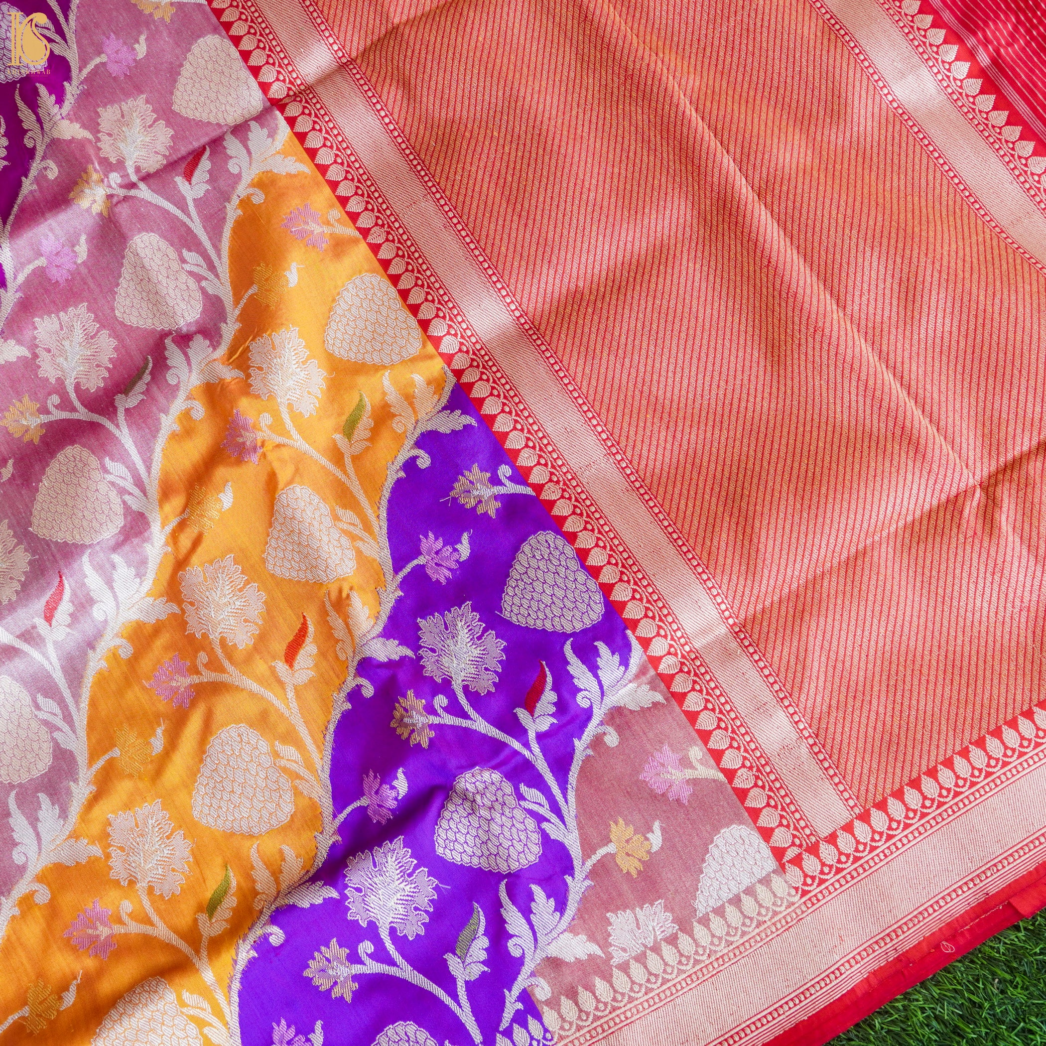 Handwoven Pure Katan Silk Kadwa Banarasi Rangkat Saree - Khinkhwab